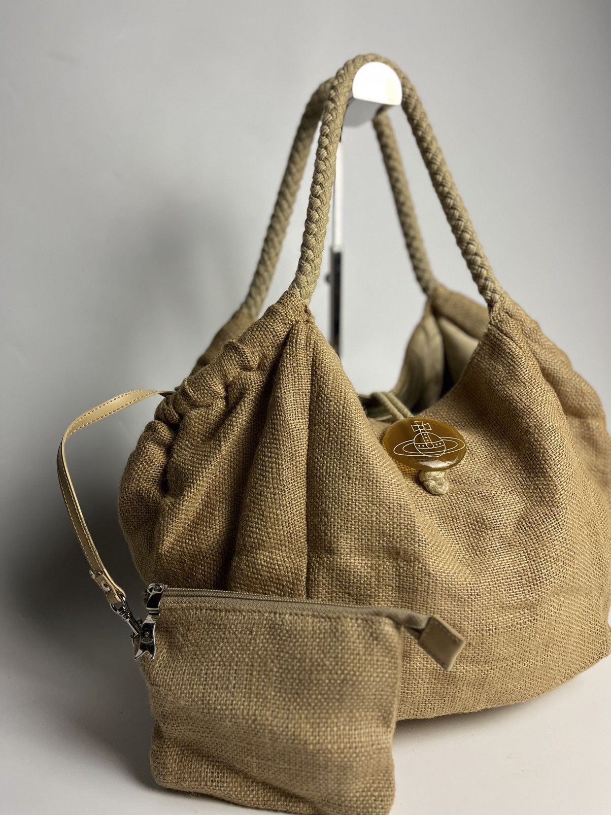 Vivienne Westwood Vivienne Westwood Beige Cloth Jute Hand Bag Size ONE SIZE - 2 Thumbnail