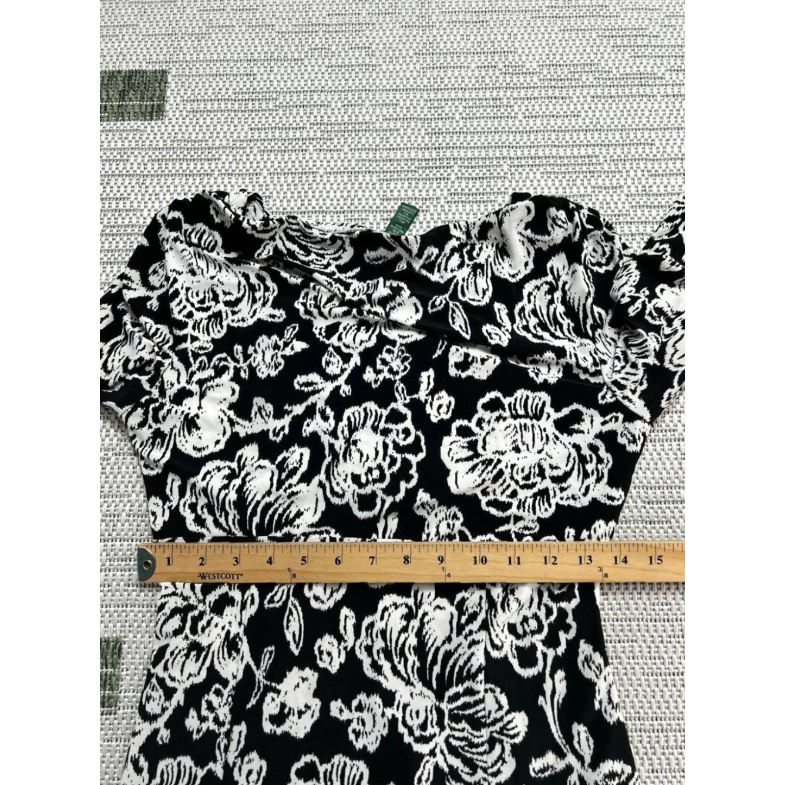Ralph Lauren Lauren Ralph Lauren Sheath Dress Womens 4 Black White Floral Side Ruched Classic Size S / US 4 / IT 40 - 7 Thumbnail