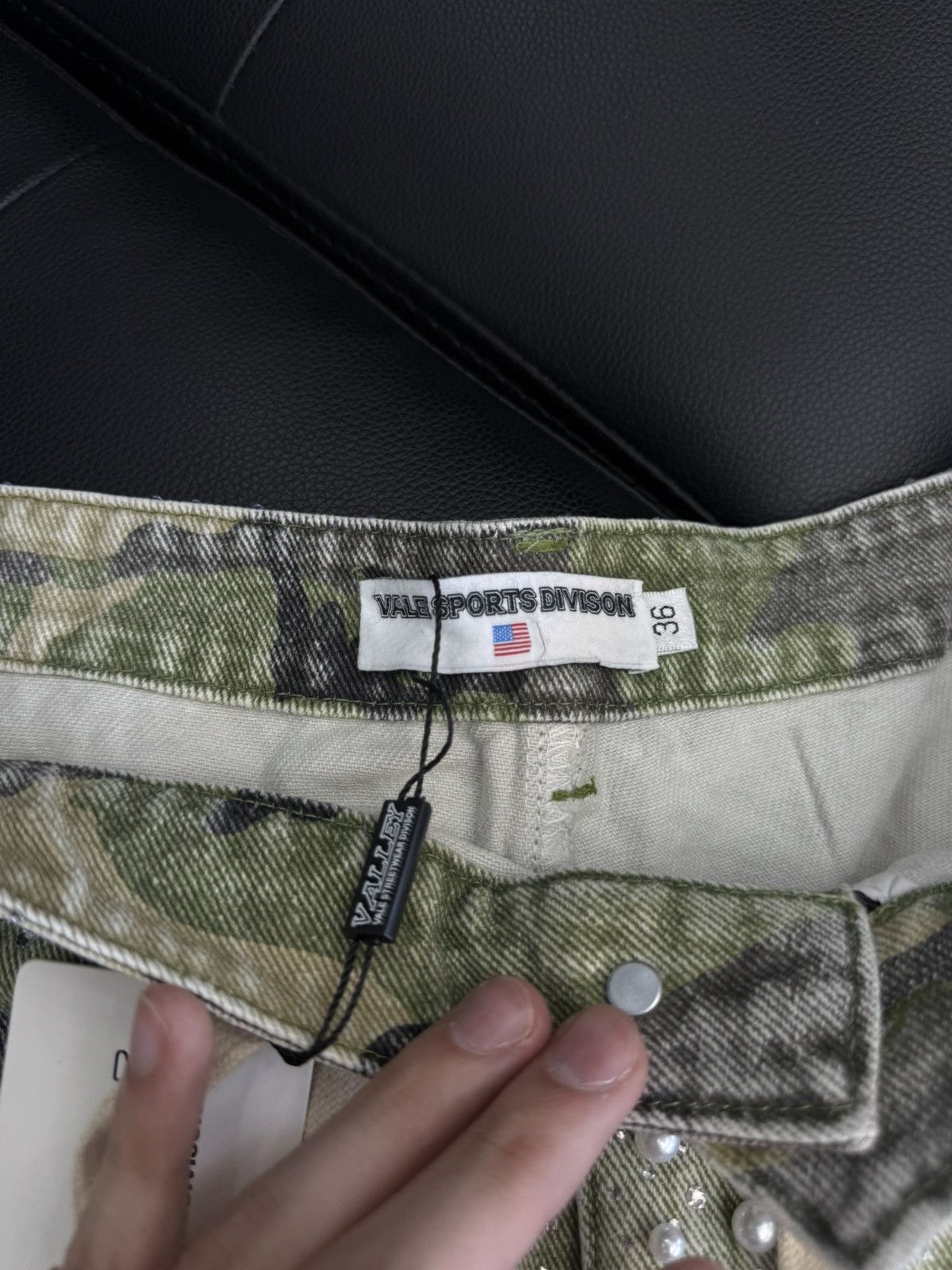 Vale Valley Rhinestone Crystal Shorts Denim Green Camo Size 36 Size US 36 / EU 52 - 8 Thumbnail
