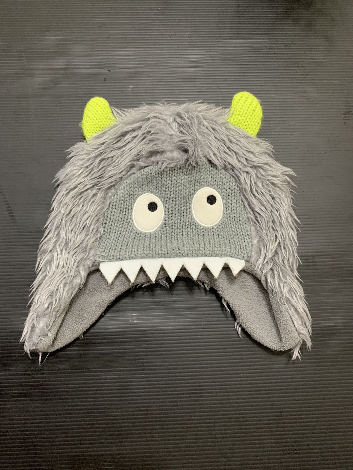 image of Anima Monsters Beanie Horned Hairy Kids Small Hat in Grey