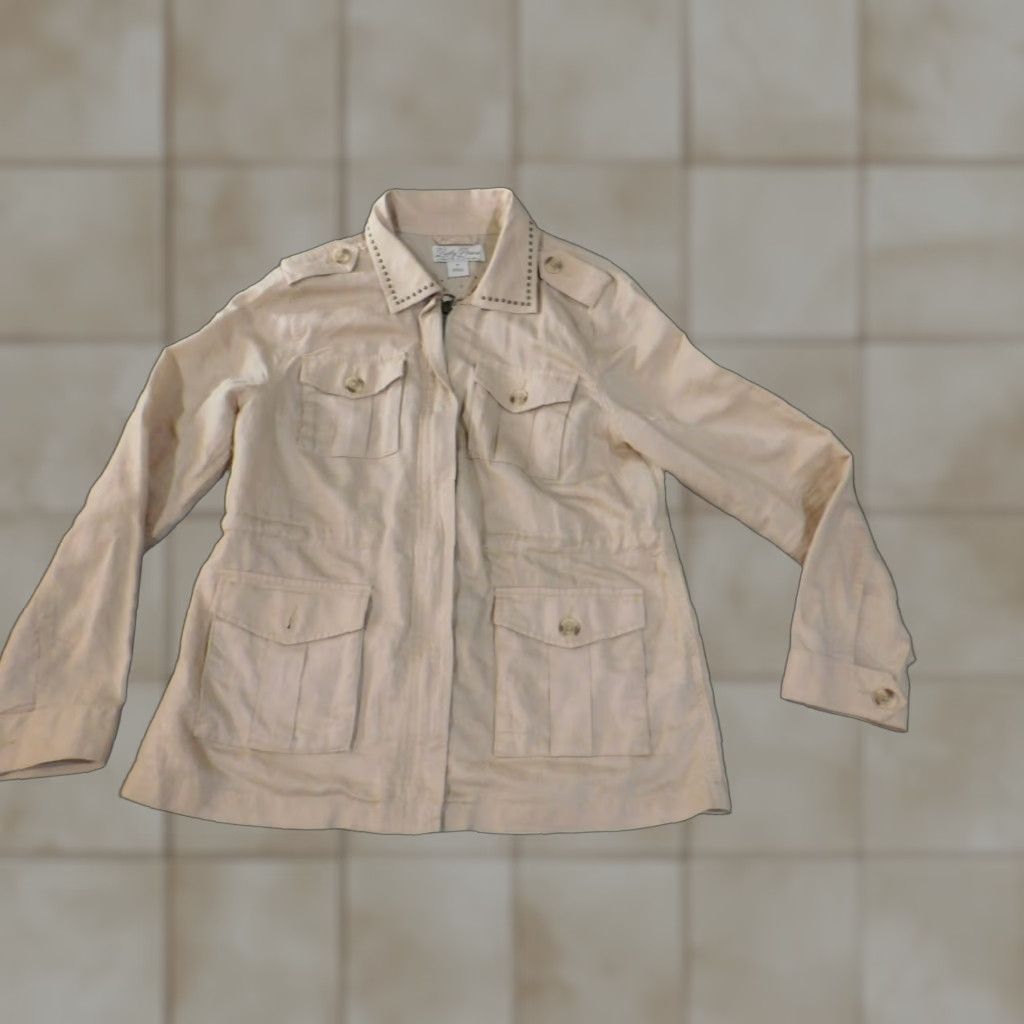 Lucky Brand Lucky Brand Jacket Womens M Beige Linen Blend Zip Casual Size M / US 6-8 / IT 42-44 - 1 Thumbnail