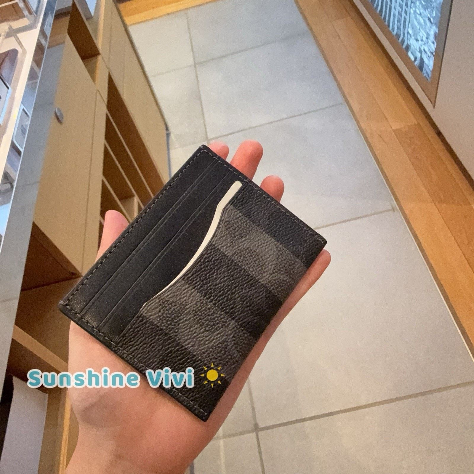 Coach NWT Coach Slim Id Card CaseIn With Stripes Black/Grey CEB97 Size ONE SIZE - 2 Thumbnail