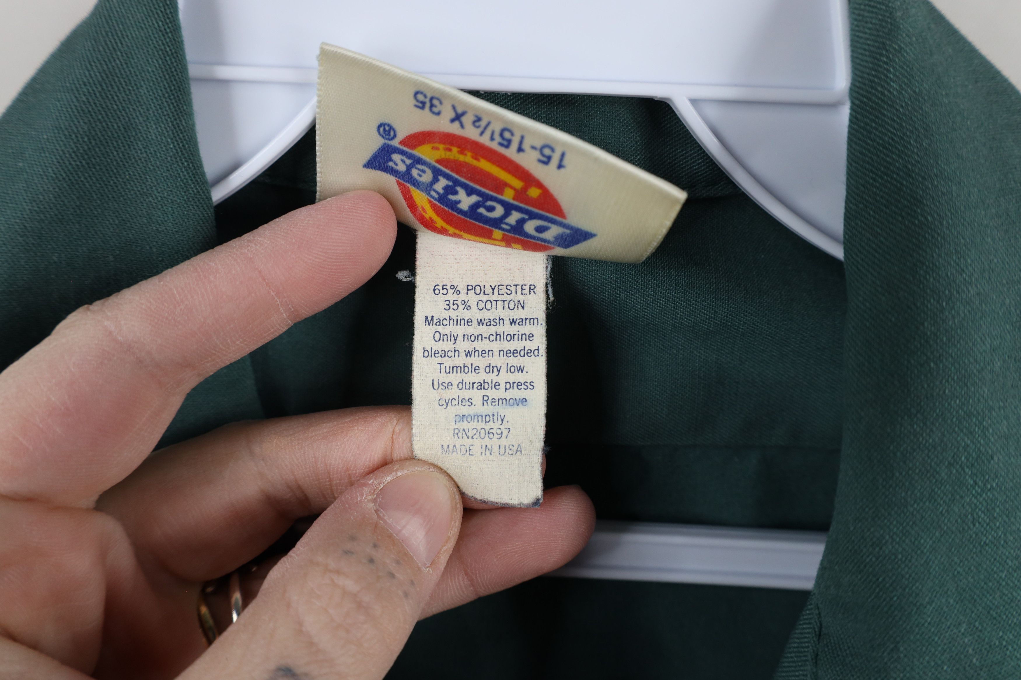 Dickies × Vintage Vintage 90s Dickies Workwear Button Shirt Green USA Size US M / EU 48-50 / 2 - 12 Thumbnail