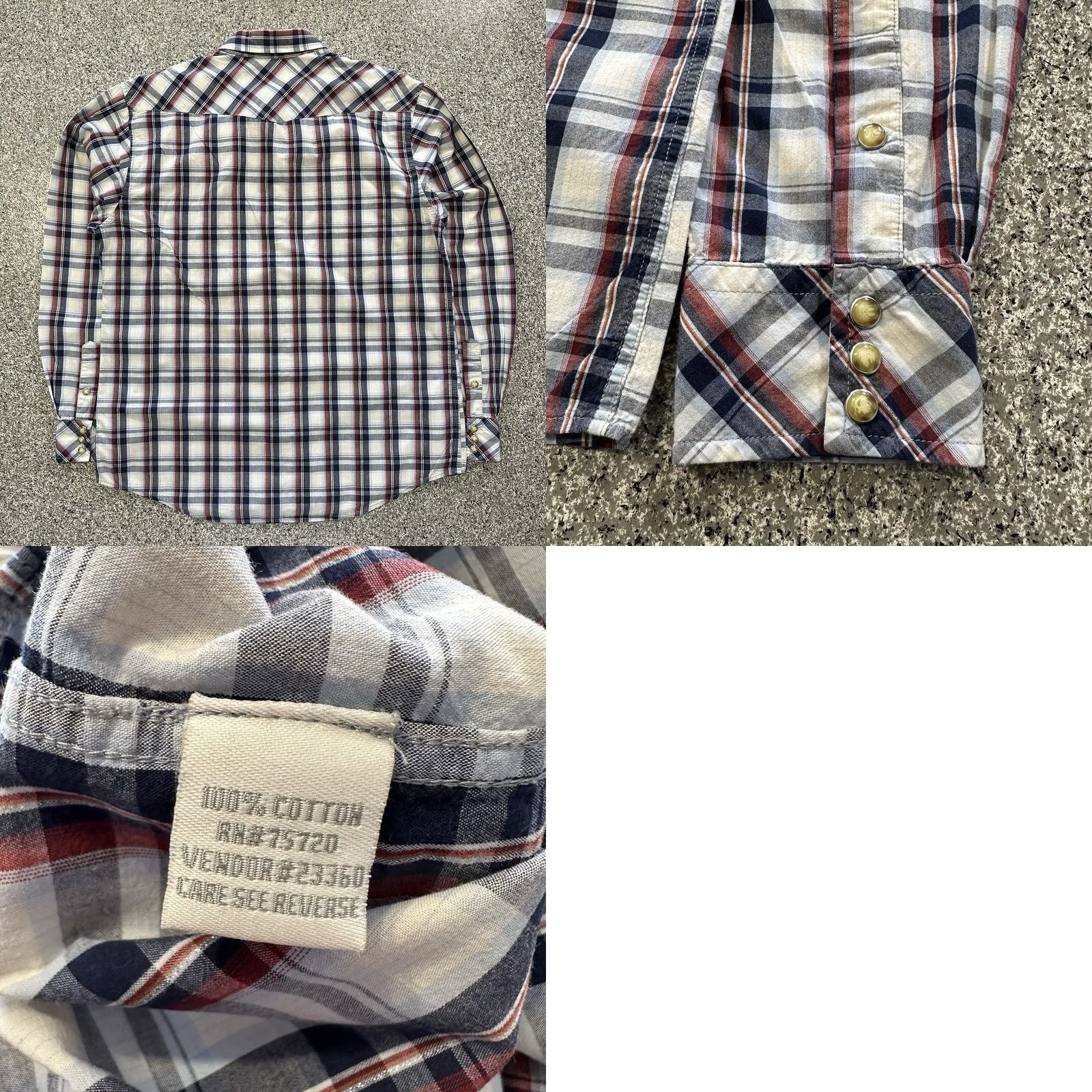 Vintage BKE 67 Pearl Snap Shirt Mens L Western Long Sleeve Cotton Red Blue Plaid Buckle Size US L / EU 52-54 / 3 - 8 Thumbnail