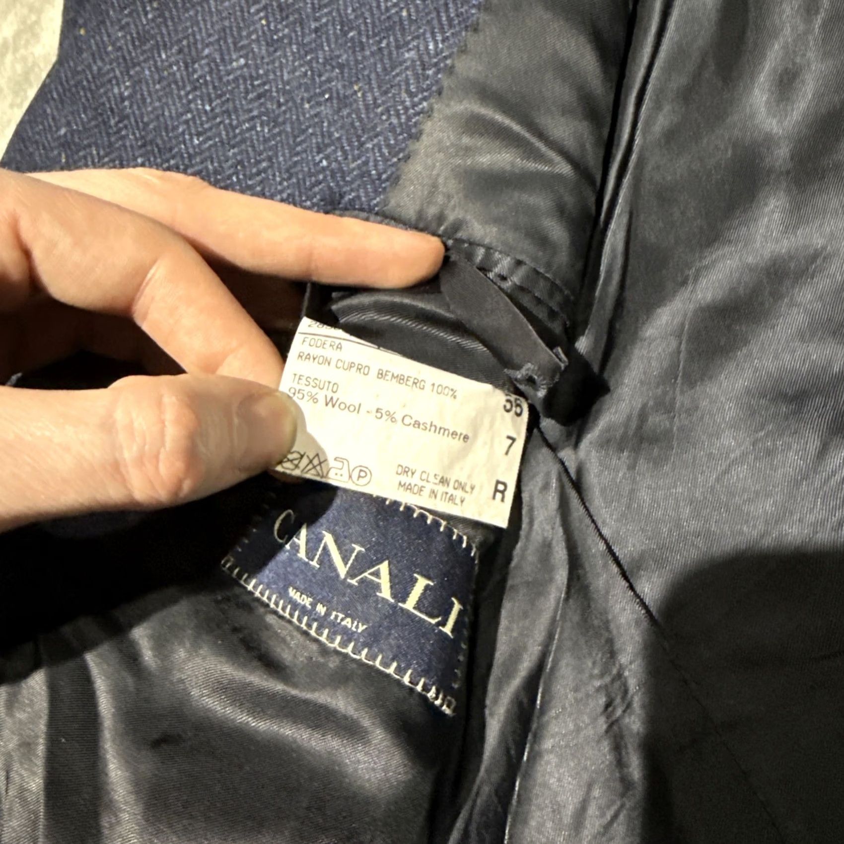 Canali VINTAGE Canali Blazer Mens 46 R Blue Herringbone Speckled Tweed Wool Cashmere Blue Label Size 46R - 4 Thumbnail