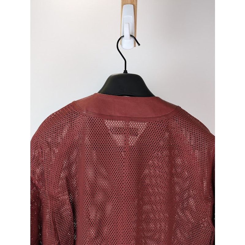Amiri o1rshd1 MA Perforated Baseball Shirt in Sun Dried Tomato Size US M / EU 48-50 / 2 - 16 Thumbnail