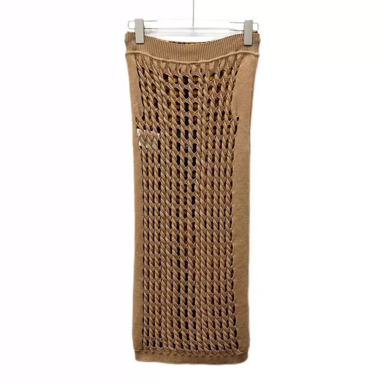 Fendi Fendi Brown Hollow Knit Midi Skirt Size 41" - 2 Thumbnail