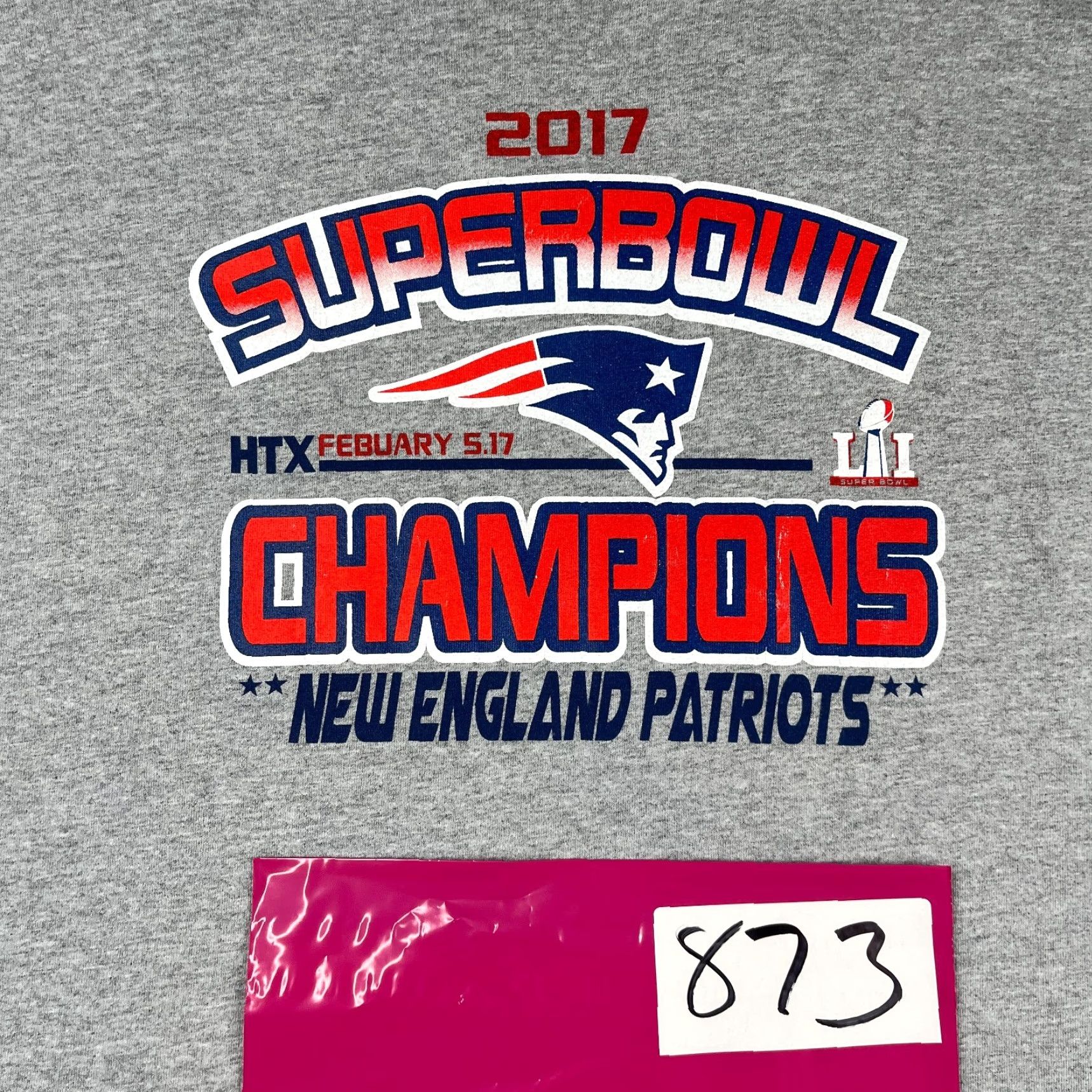 Gildan New England Patiots 2017 Superbowl Champions T Shirt Graphic Print Gray Mens 2XL Size US XXL / EU 58 / 5 - 4 Thumbnail