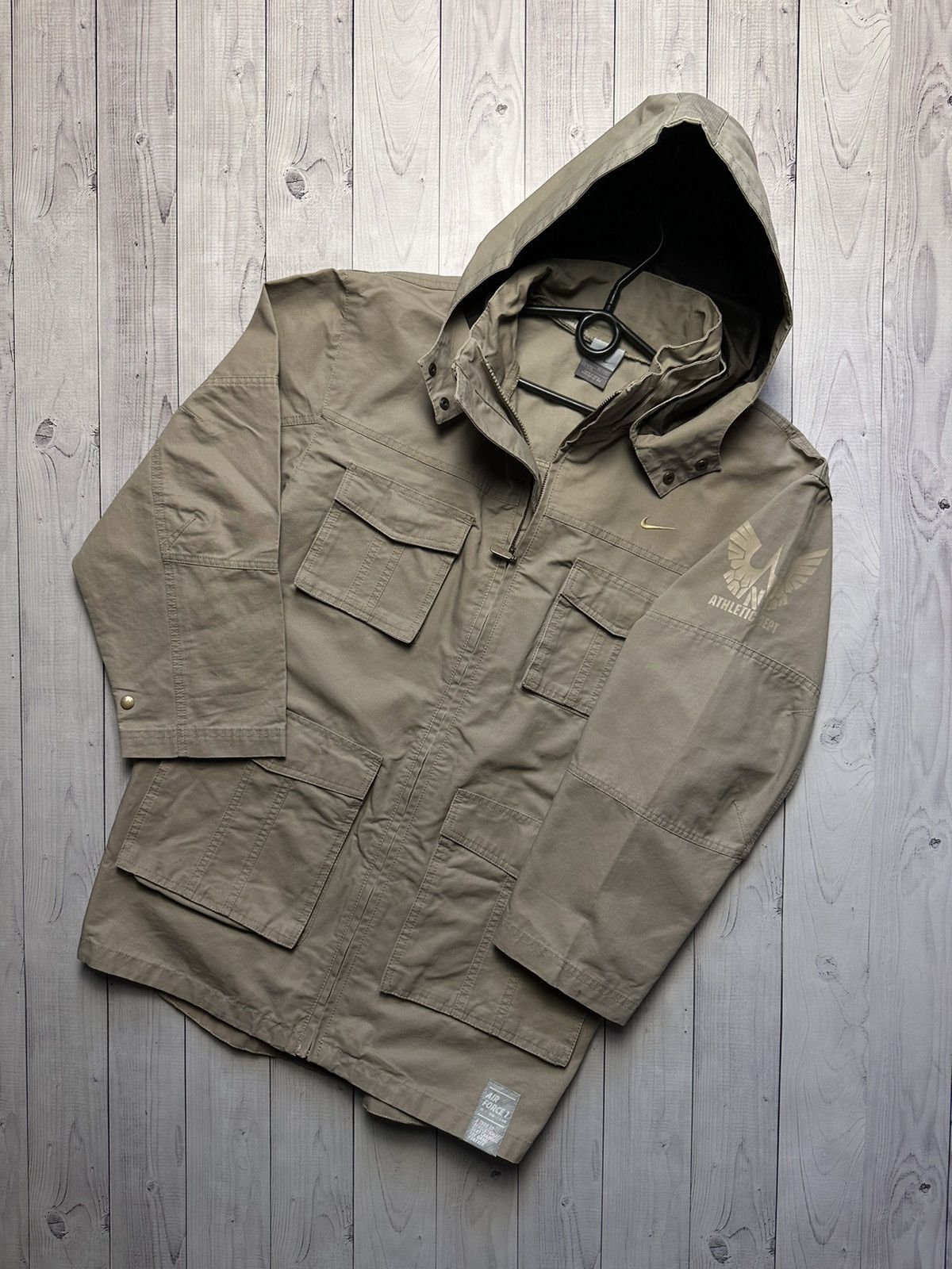 Nike × Vintage Vintage Nike Denim parka jacket army logo rare size Xs/S Size US S / EU 44-46 / 1 - 1 Thumbnail