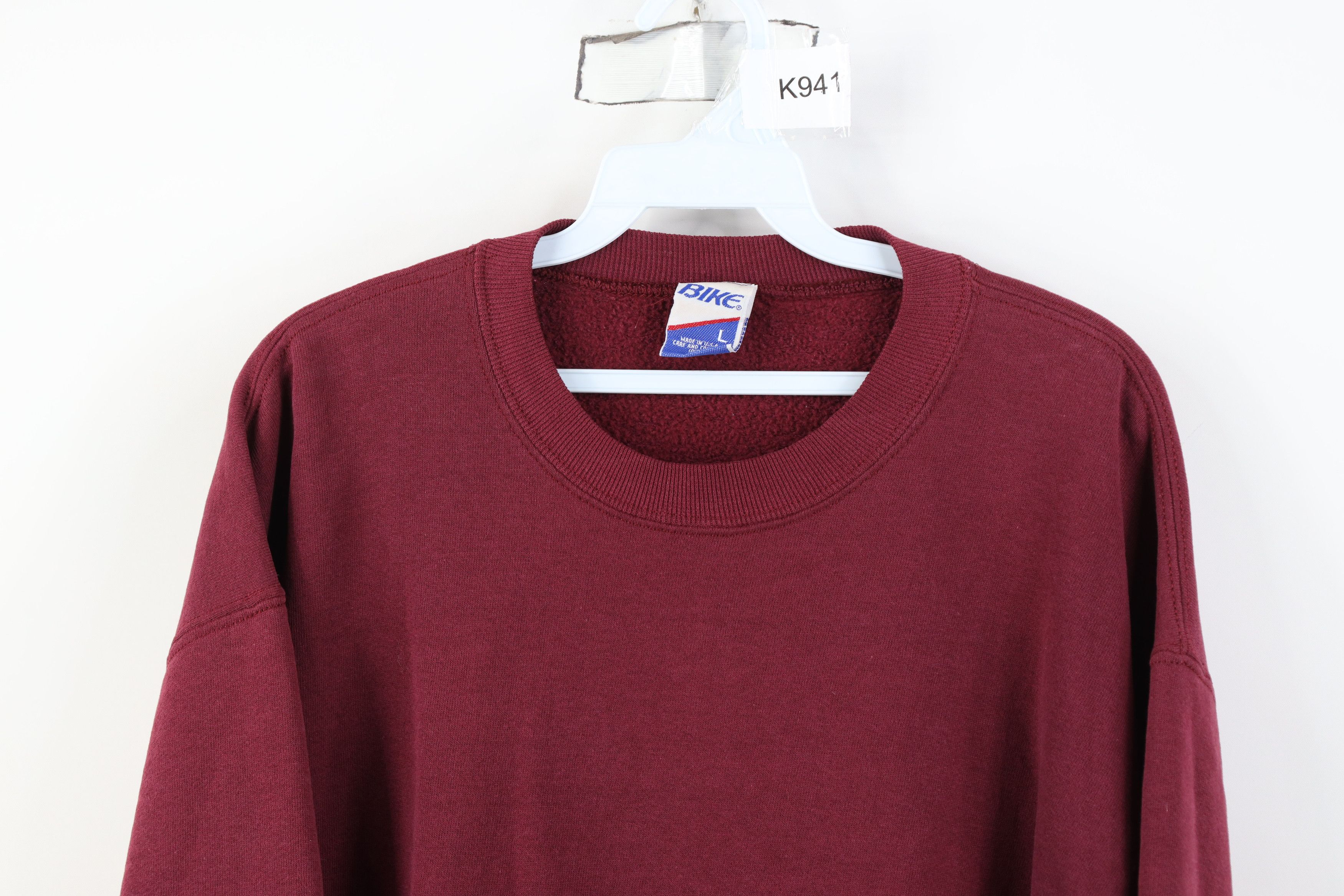 Vintage Vintage 90s Bike Blank Crewneck Sweatshirt Burgundy Red USA Size US L / EU 52-54 / 3 - 2 Thumbnail
