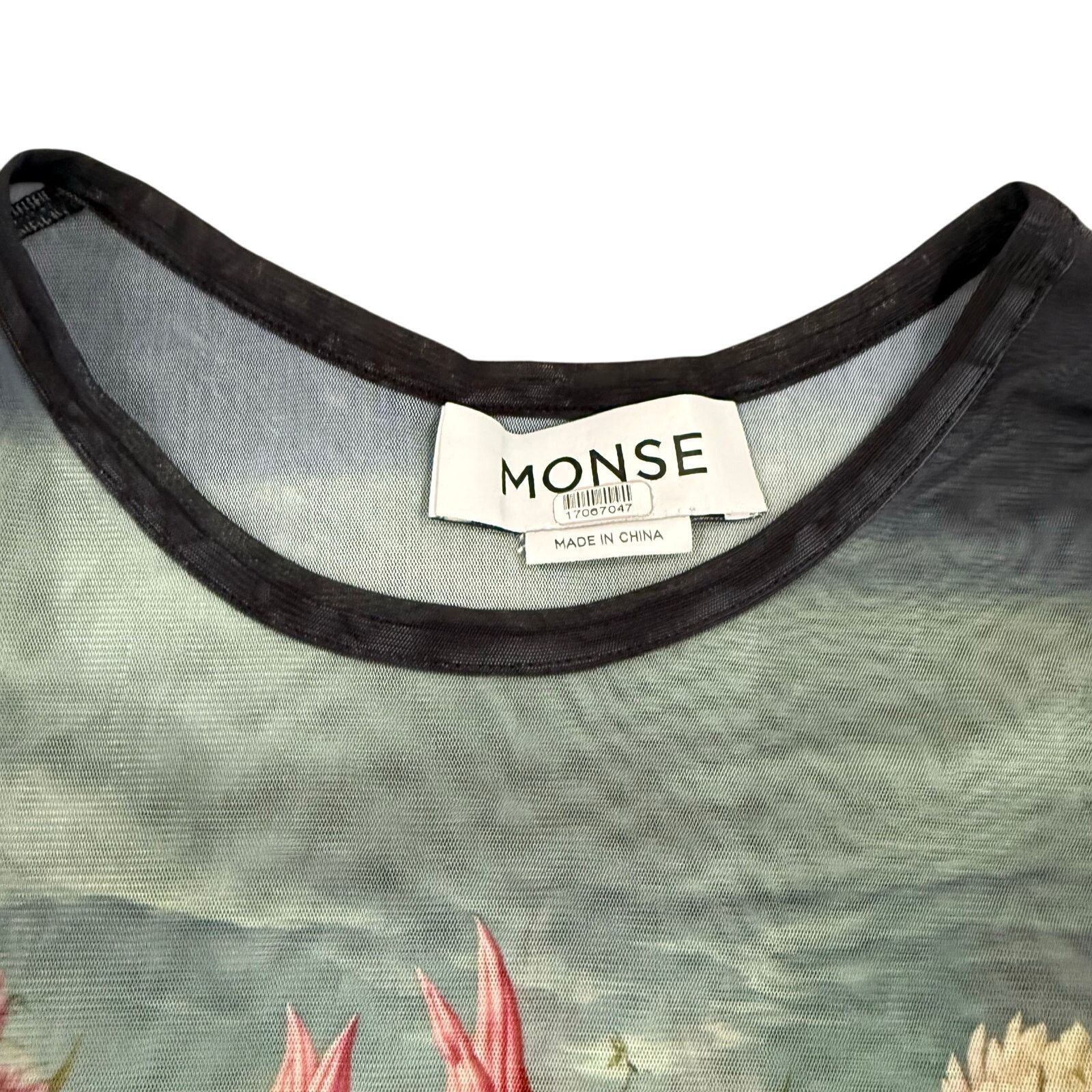 MONSE Monse Rose Printed Mesh Top in Multi, Size M Size M / US 6-8 / IT 42-44 - 5 Thumbnail