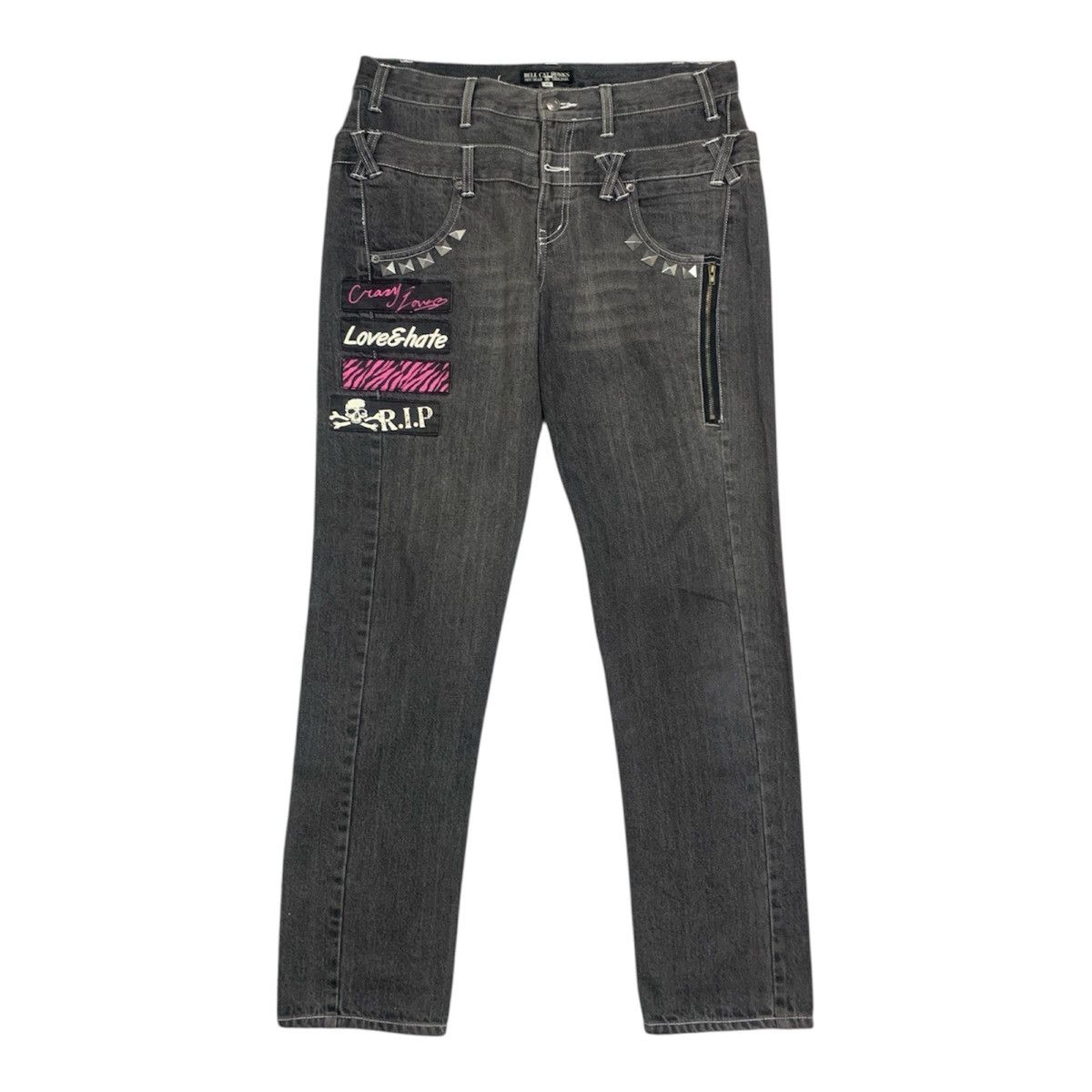 Seditionaries Hell Cat Punks Japan Double Waist Studded Washed Jeans - W34 Size US 34 / EU 50 - 1 Thumbnail