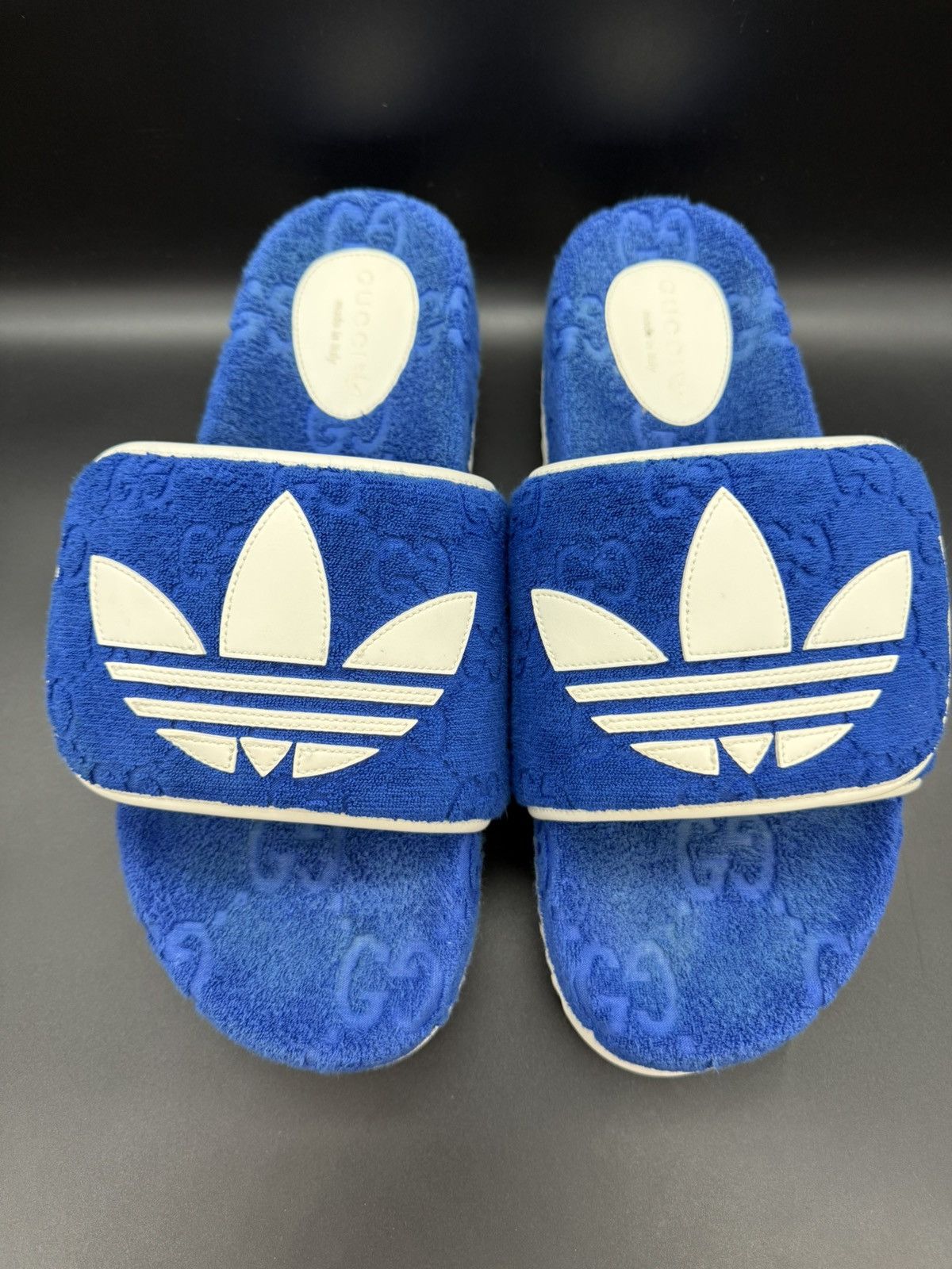 Adidas × Gucci Gucci x Adidas Magic Sponge Platform Slide Blue/White Size US 12 / EU 45 - 2 Thumbnail