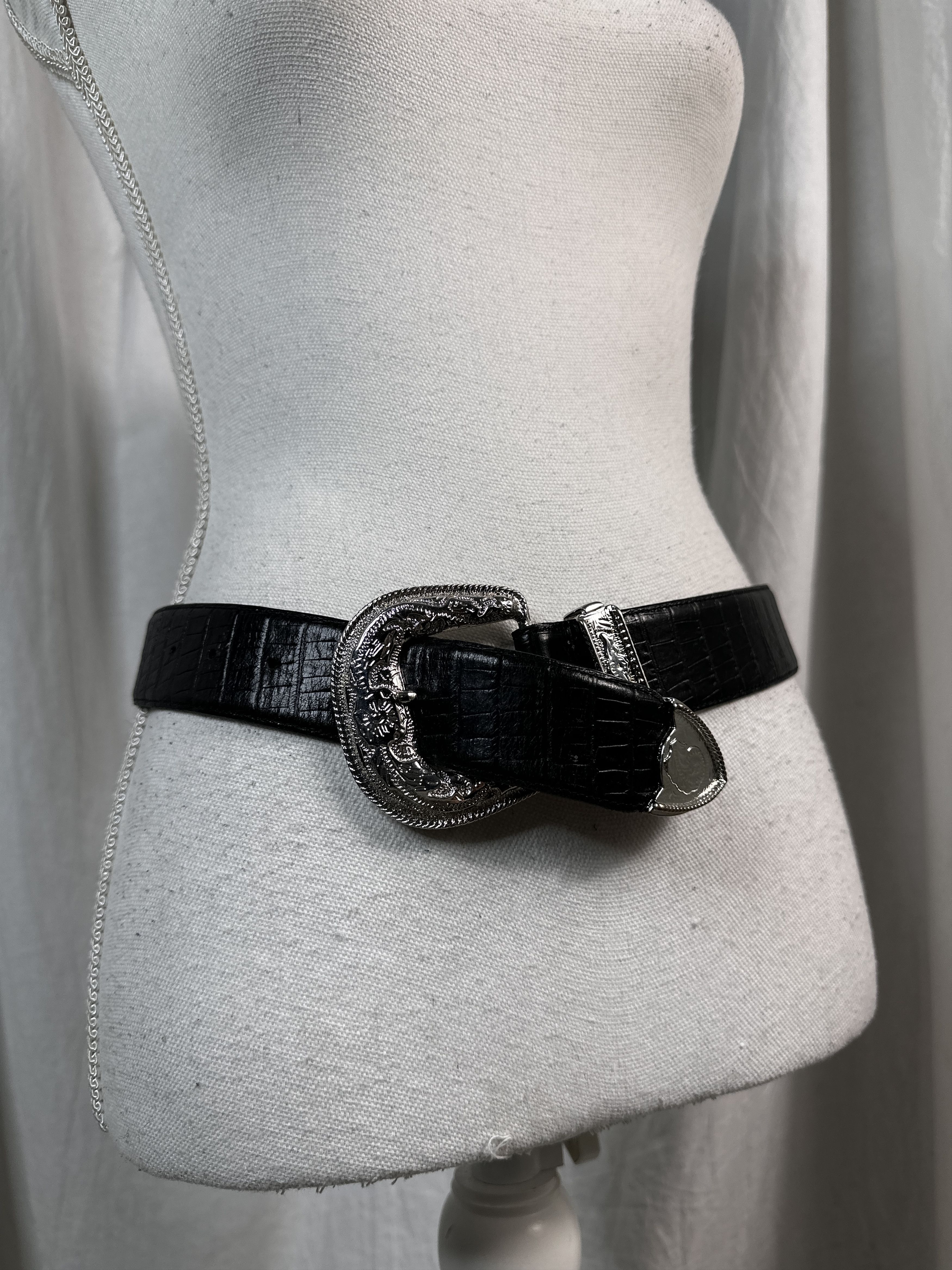 Hugo Boss × Vintage Western Leather Belt Hugo Boss Size ONE SIZE - 4 Thumbnail