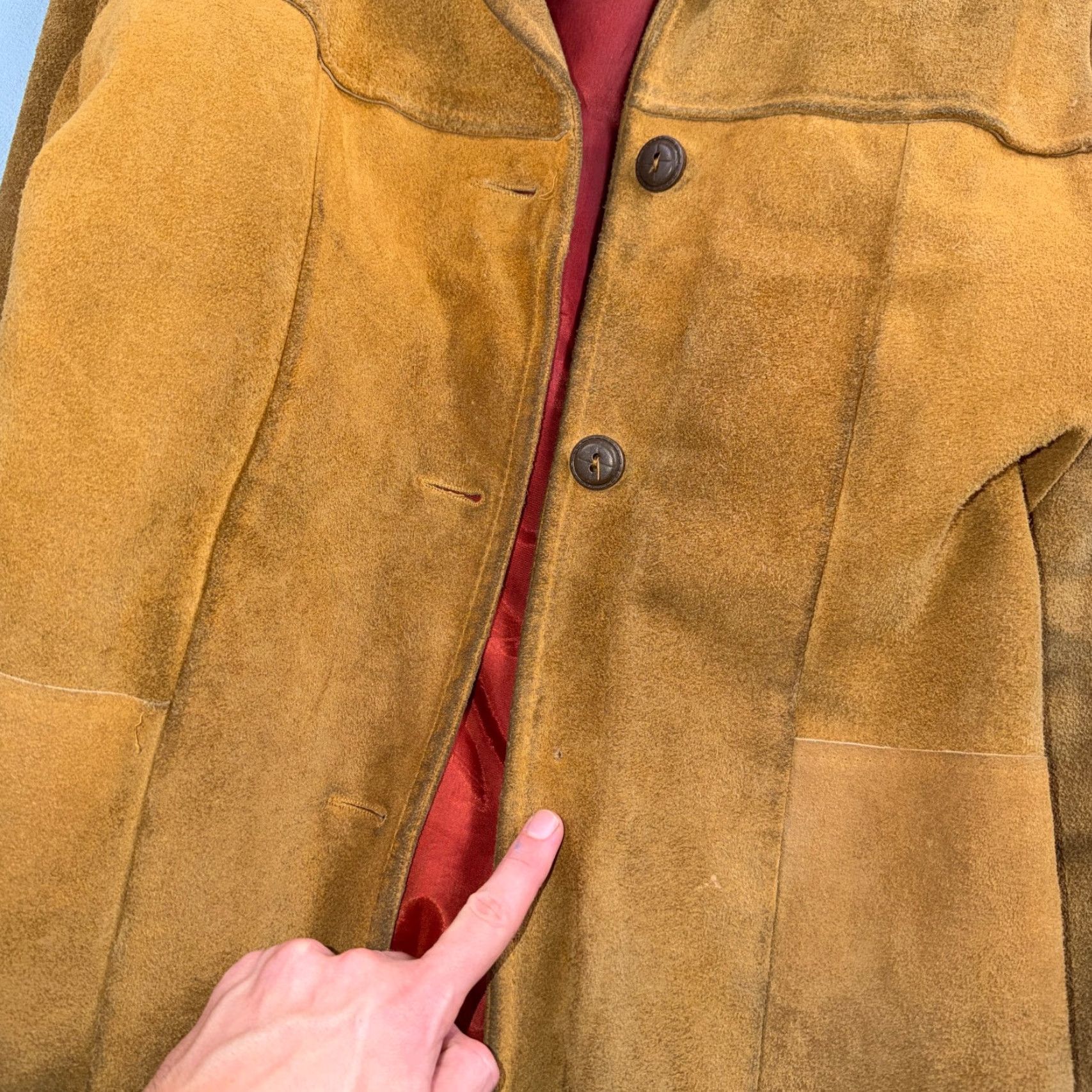 Vintage VINTAGE 1950s Brown Suede Jacket Leather Distressed Rockabilly Ricky Chore Large Mens Size US L / EU 52-54 / 3 - 7 Thumbnail