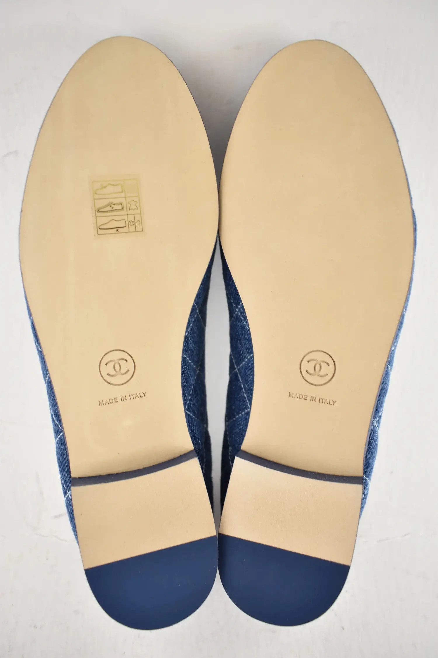 Chanel os11x0526 Denim Quilted CC Logo Ballet Ballerina Flats Blue Size US 12 / IT 42 - 8 Thumbnail