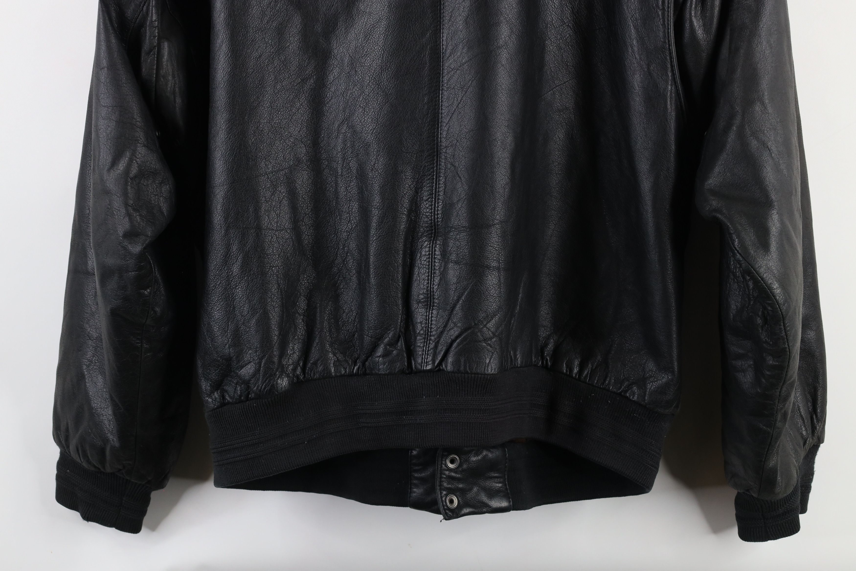 Vintage Vintage 90s Streetwear Leather Flight Bomber Jacket Black Size US L / EU 52-54 / 3 - 17 Thumbnail