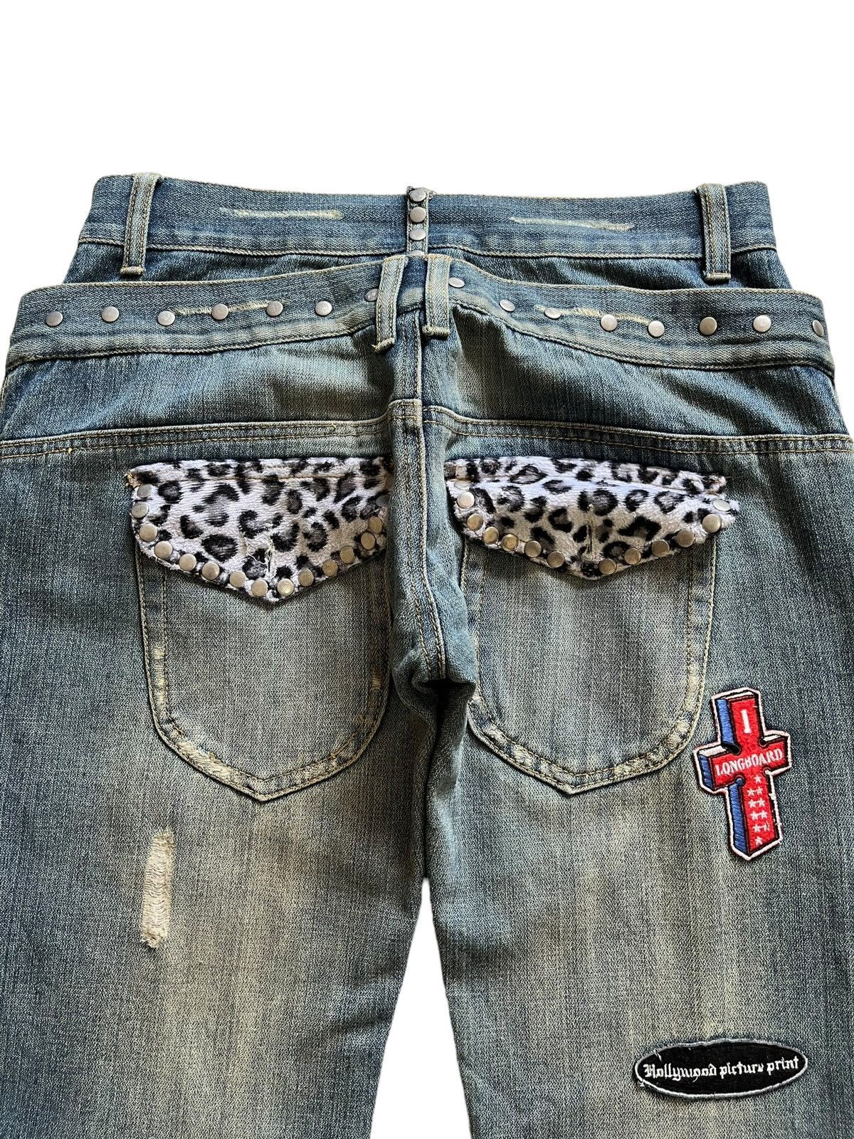 Seditionaries Vintage Japanese Laced Up Double Waist Mud Wash Flare Jeans Size US 30 / EU 46 - 8 Thumbnail