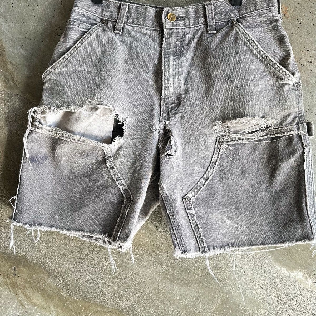 Carhartt Vintage THRASHED Carhartt Double Knee Carpenter Shorts 🚬 Size US 30 / EU 46 - 3 Thumbnail
