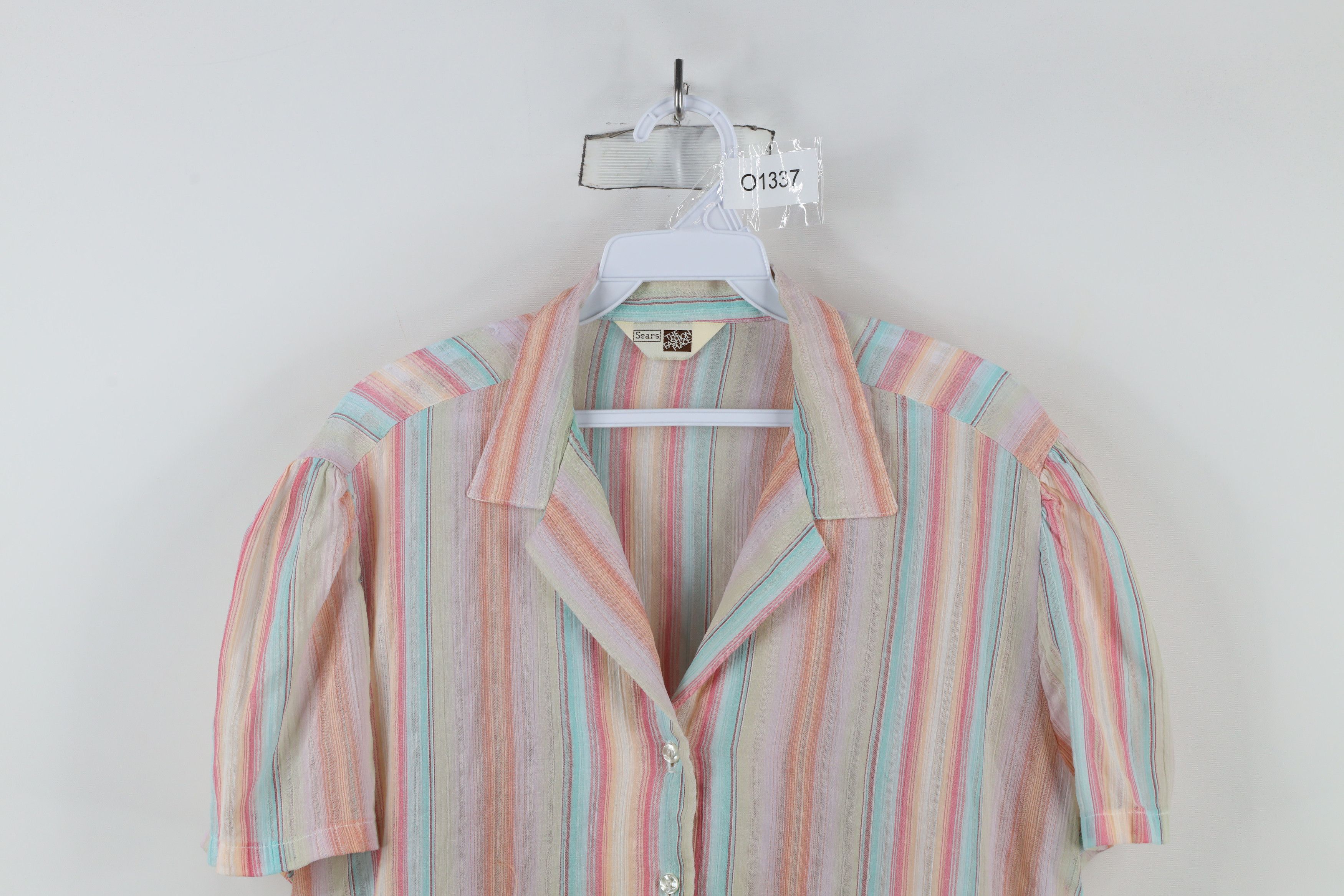 Vintage Vintage 70s Streetwear Pastel Striped Button Shirt USA Size XXL / US 16-18 / IT 52-54 - 2 Thumbnail