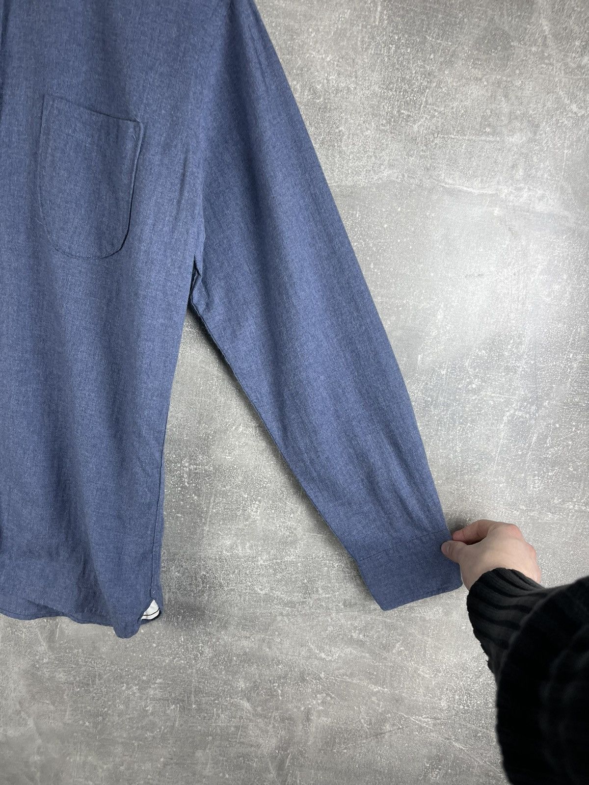 Universal Works Universal Works Button-Down Brushed Herringbone Shirt Blue Size US M / EU 48-50 / 2 - 5 Thumbnail