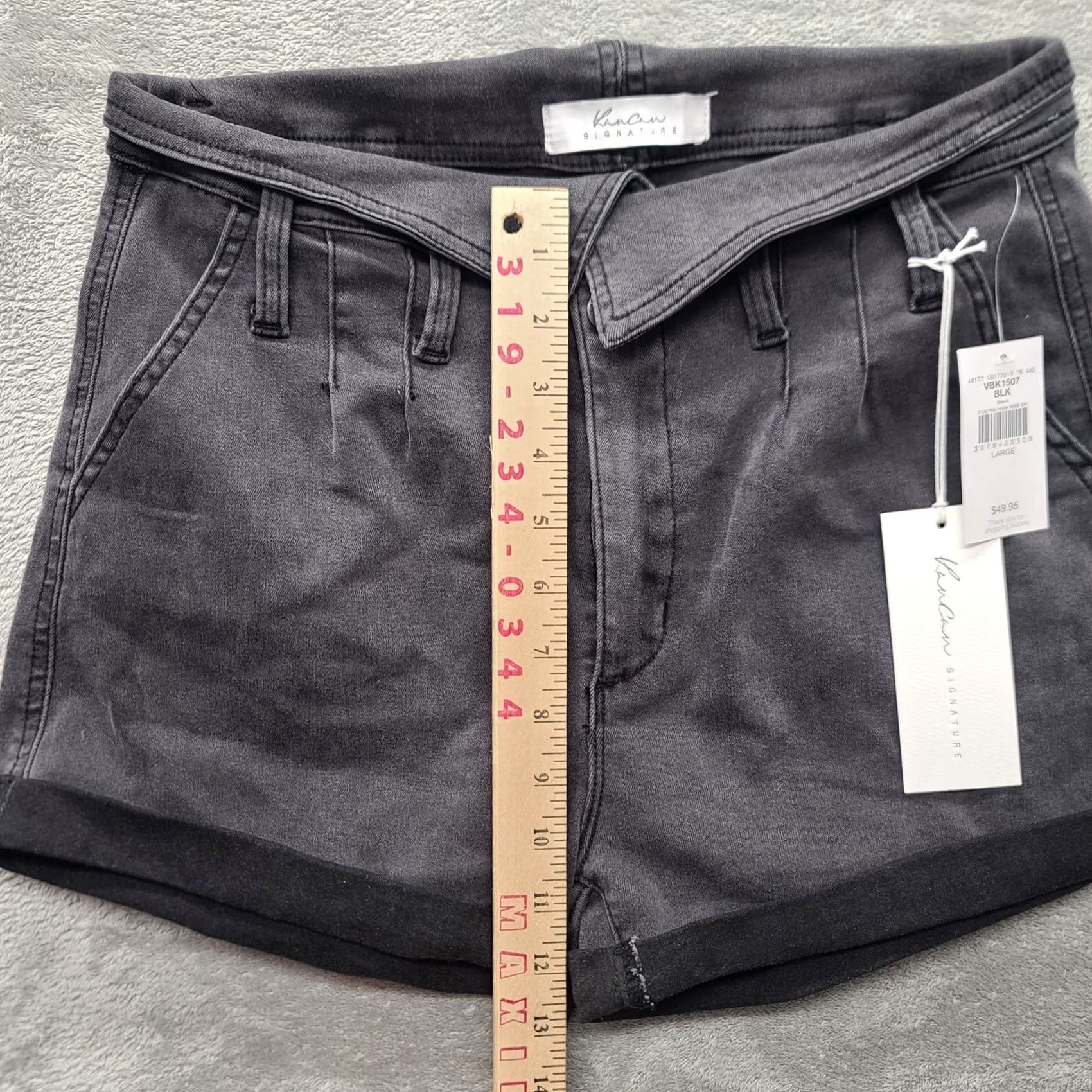 Vintage KanCan Shorts Womens Large Ultra High Rise Mom Black Casual Size 36" / US 14 / IT 50 - 4 Thumbnail