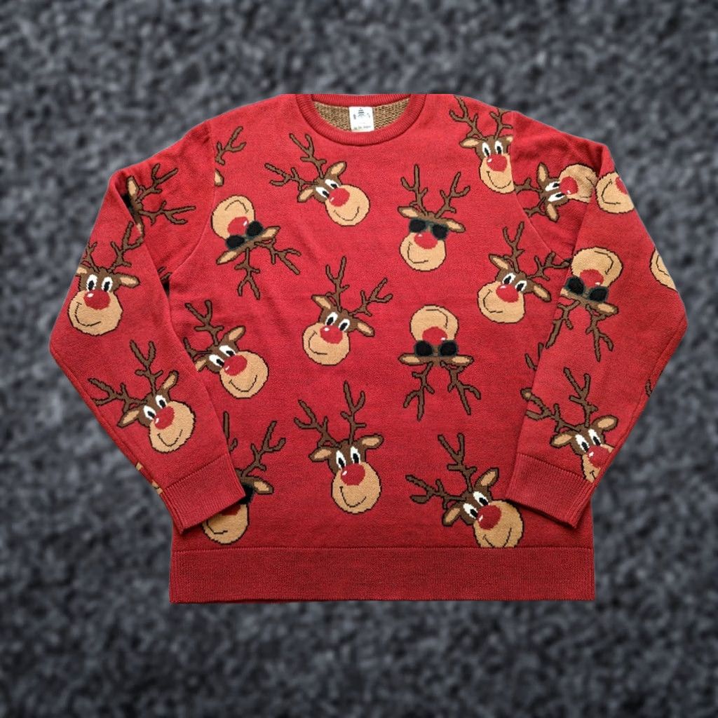 George George Christmas Rudolph Deer Sweater Men L Red Size US L / EU 52-54 / 3 - 1 Thumbnail