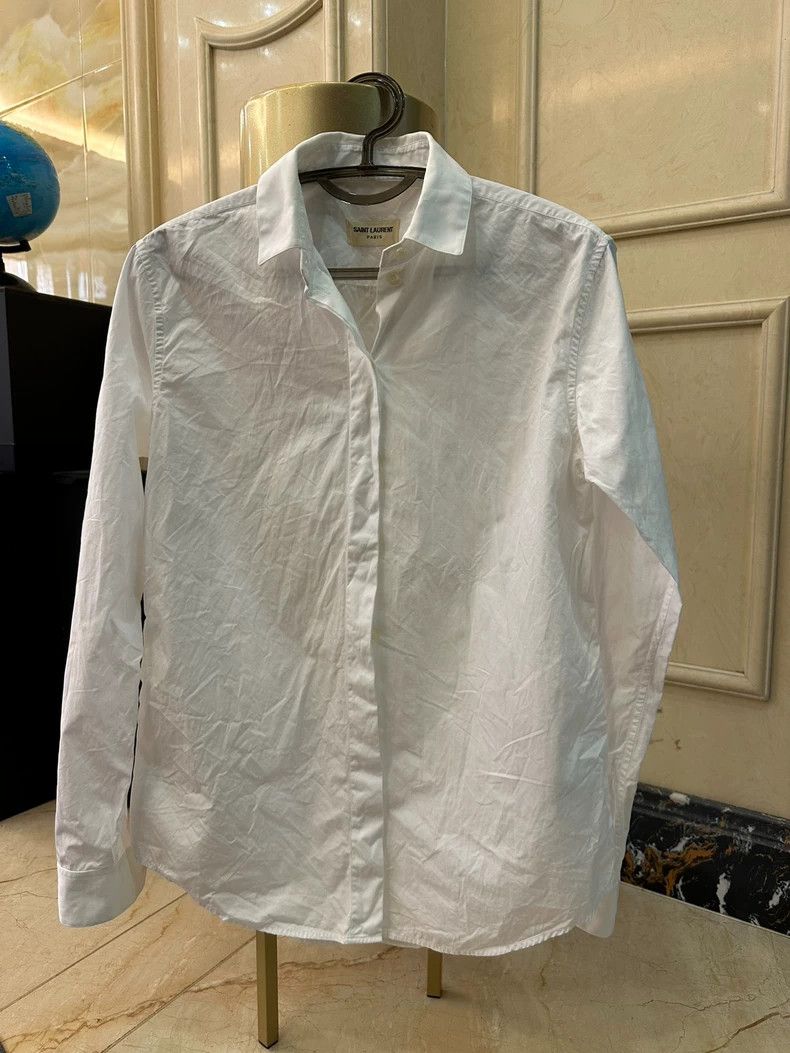 Yves Saint Laurent Saint Laurent White Long Sleeve Shirt Size US M / EU 48-50 / 2 - 1 Thumbnail