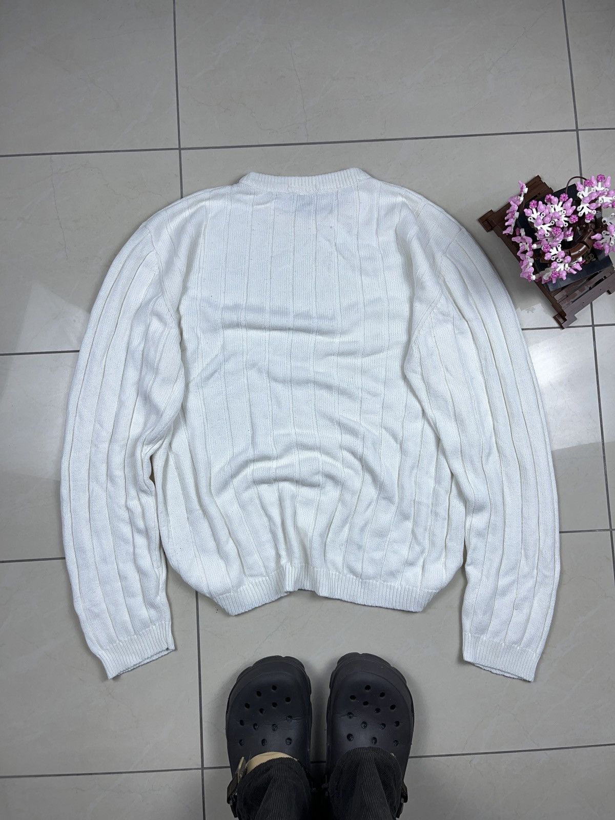 Vintage ➕ y2k tribal creme ribbed boxy oversized sweater skate Size US XL / EU 56 / 4 - 3 Thumbnail