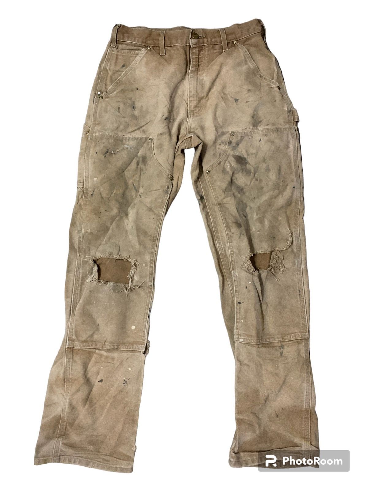 image of Carhartt x Made In USA Vintage Carhatt Helmets To Hardhats Double Knee Cargo Pants in Brown (Size 3