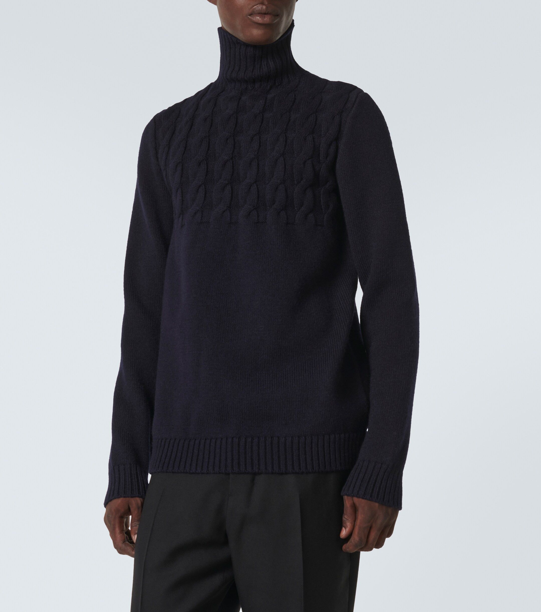 Maison Margiela o1s22i1n1024 Braided Wool Turtleneck Sweater in Blue Size US M / EU 48-50 / 2 - 3 Thumbnail