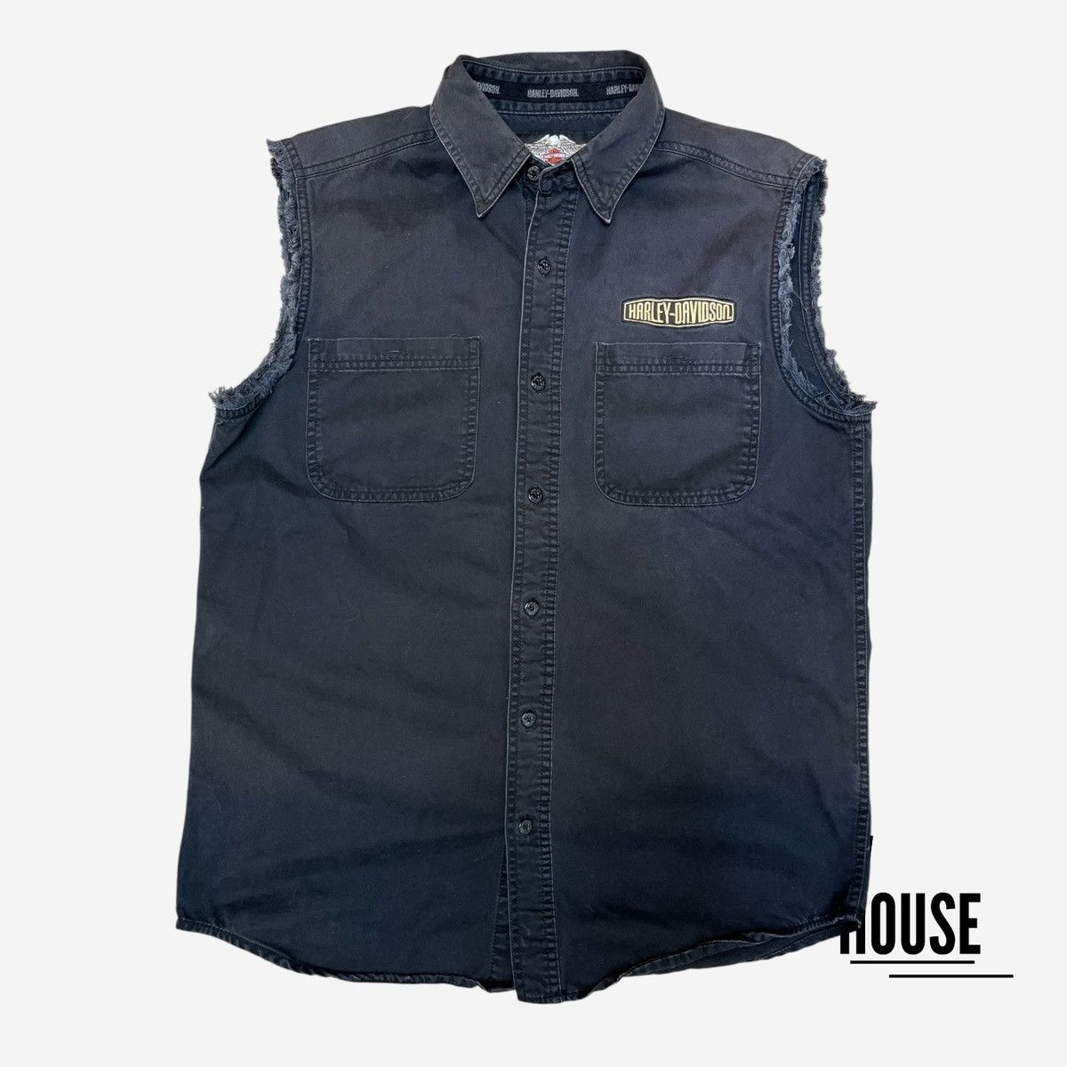 Harley Davidson Harley Davidson Sleeveless Denim Vest in Black/Gold Size US M / EU 48-50 / 2 - 1 Thumbnail