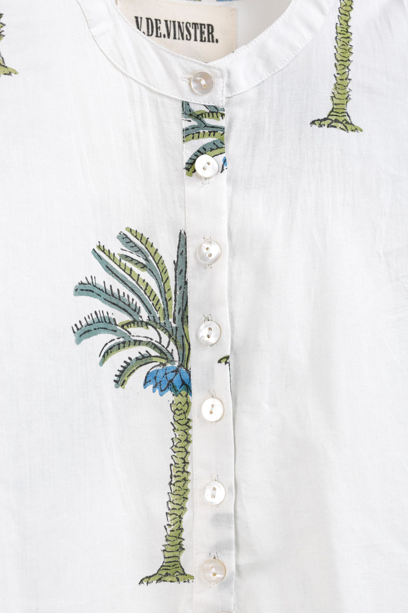 Designer V de Vinster White & Green Oversized Palm Tree Print Tunic Size L / US 10 / IT 46 - 9 Thumbnail