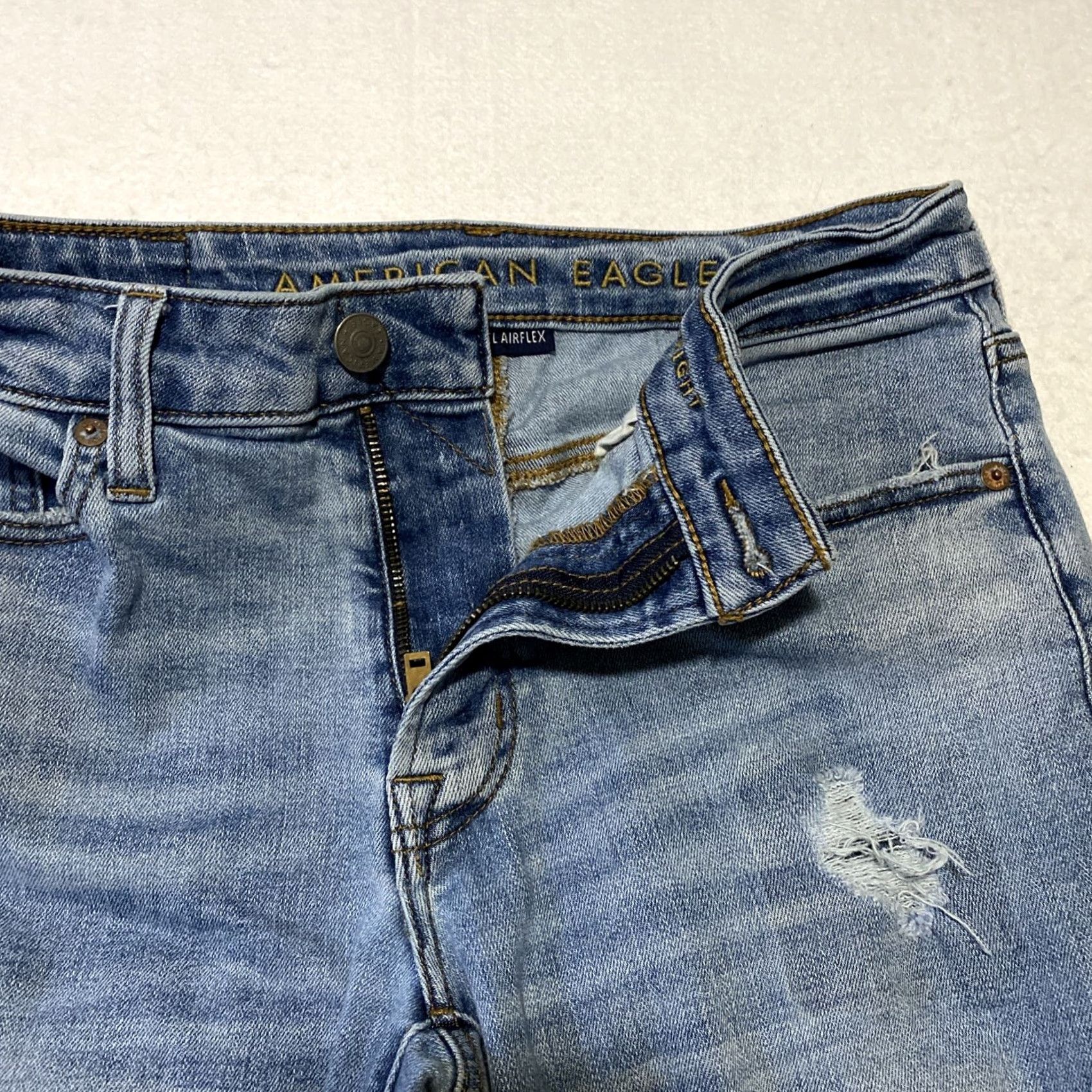 American Eagle Outfitters American Eagle Jeans Men’s 30X30 Athletic Slim Stretch Dark Blue Denim / 30 inseam Mens Blue Denim Jeans 5-Pocket Leather Patch Athletic Slim Stretch Size US 30 / EU 46 - 4 Thumbnail