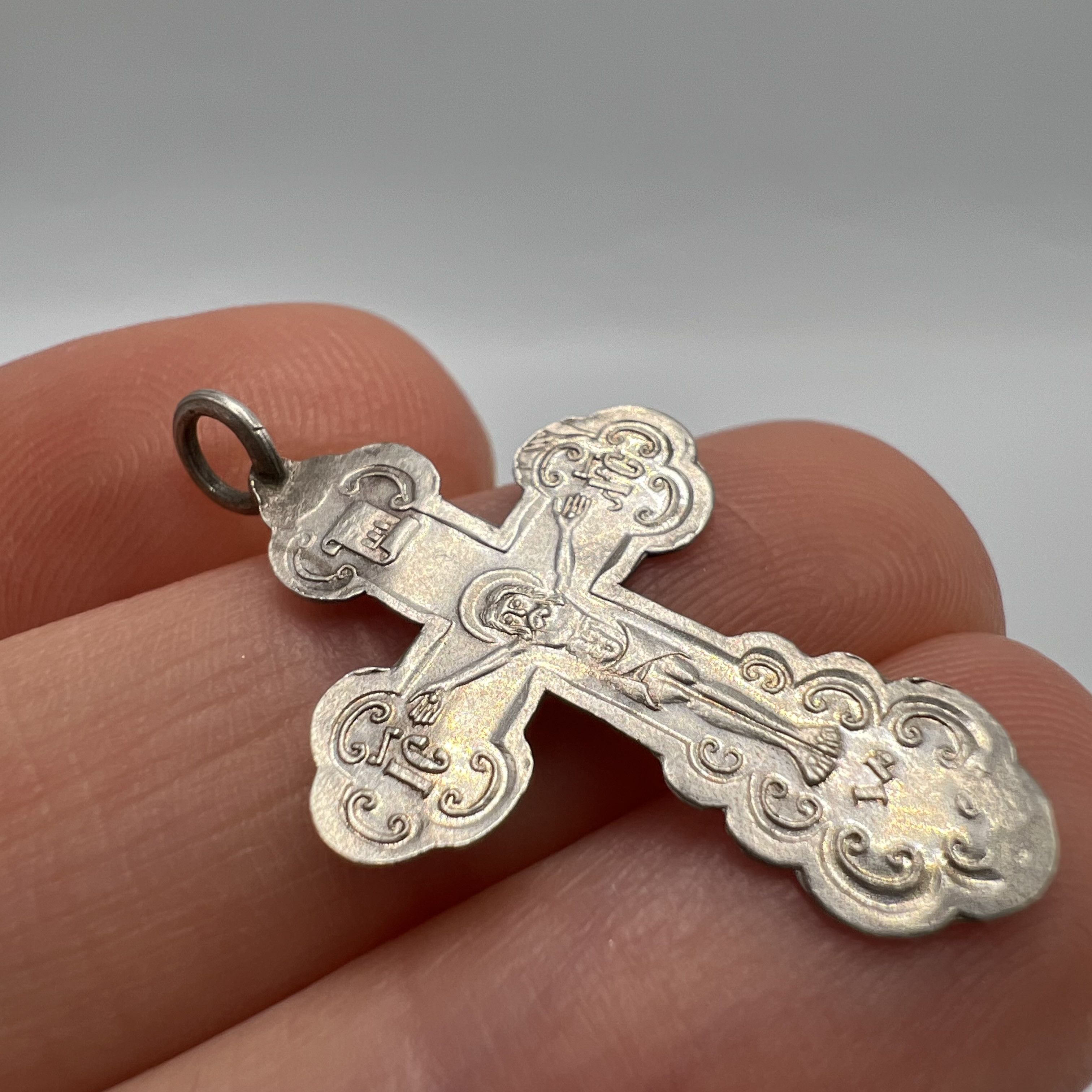 Vintage Vintage Pendant Cross Antique Silver 84 Prayer 0.78g Size ONE SIZE - 2 Thumbnail