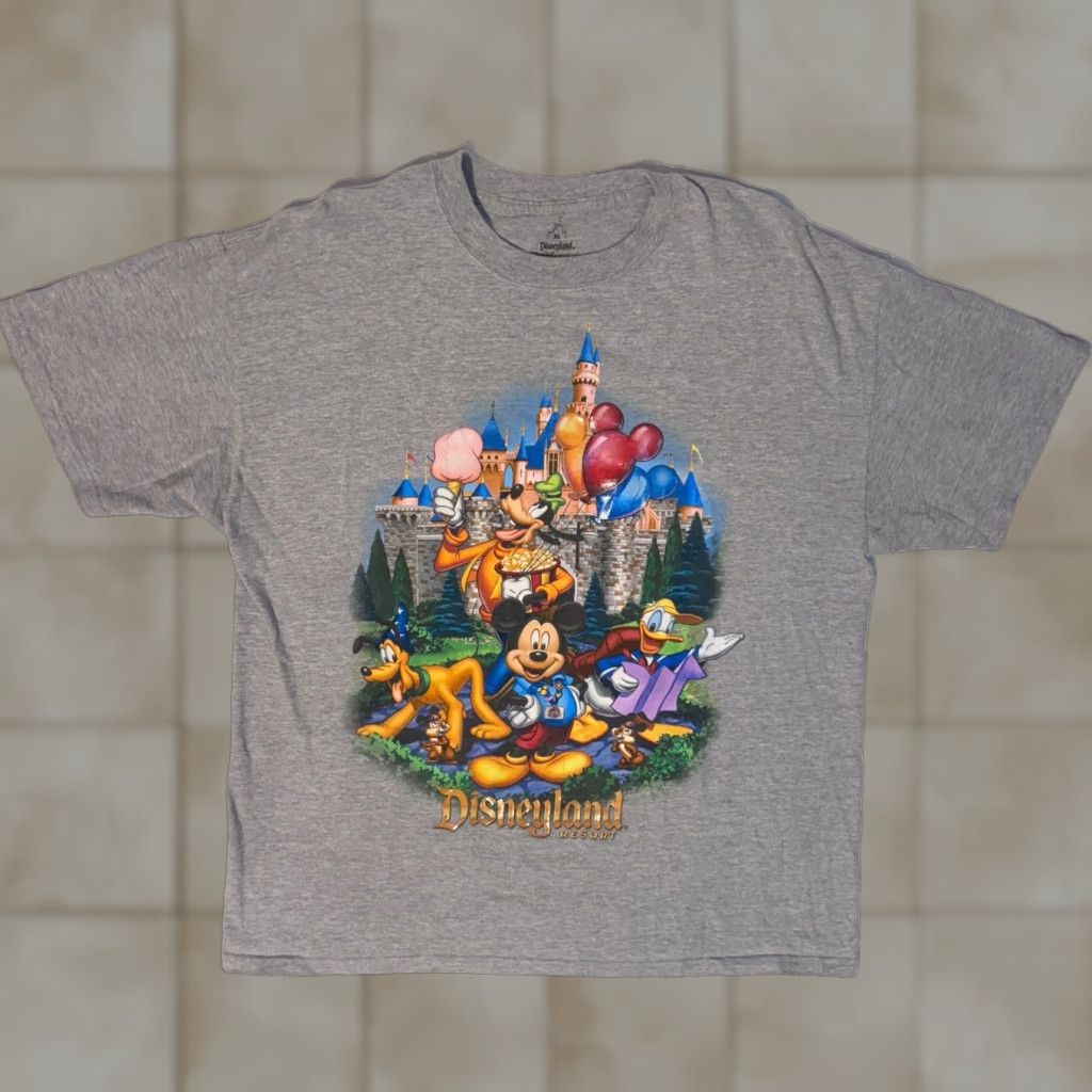 Disney T-Shirt Shirt Men XL Gray Mickey Mouse Donald Duck Goofy Pluto Big Graphic Logo 2010s Vintage? No