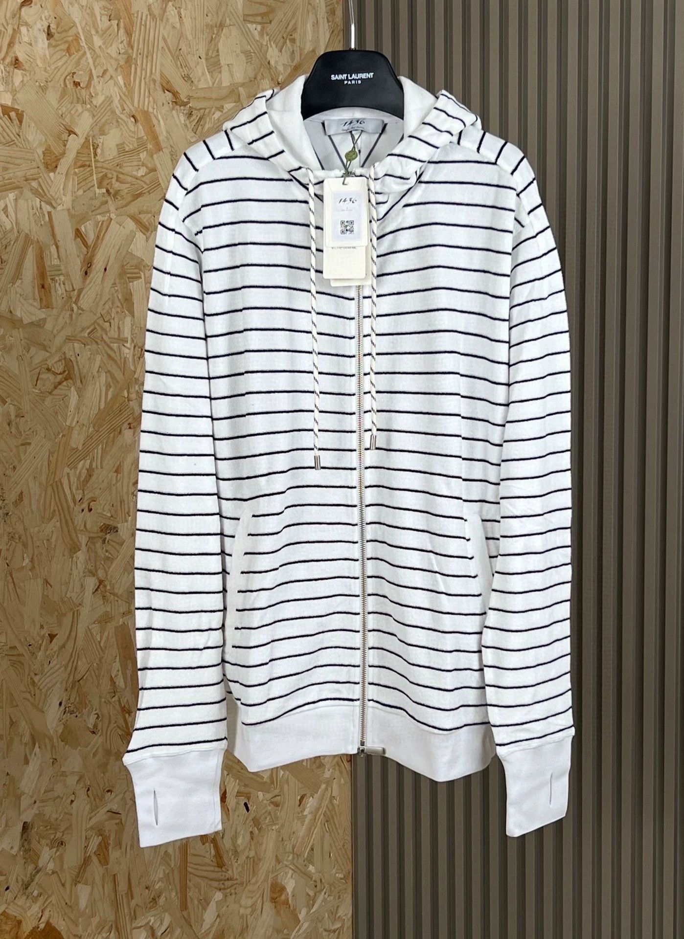 men's white cotton blend zip hoodie