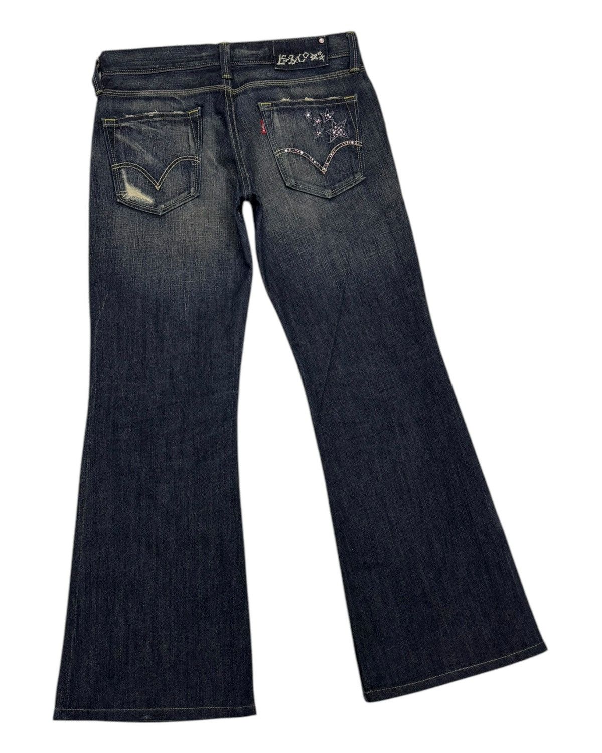 If Six Was Nine FLARE💥LEVIS LADY STYLE FLARED JEANS DISTRESSED DENIM Size 31" - 4 Thumbnail