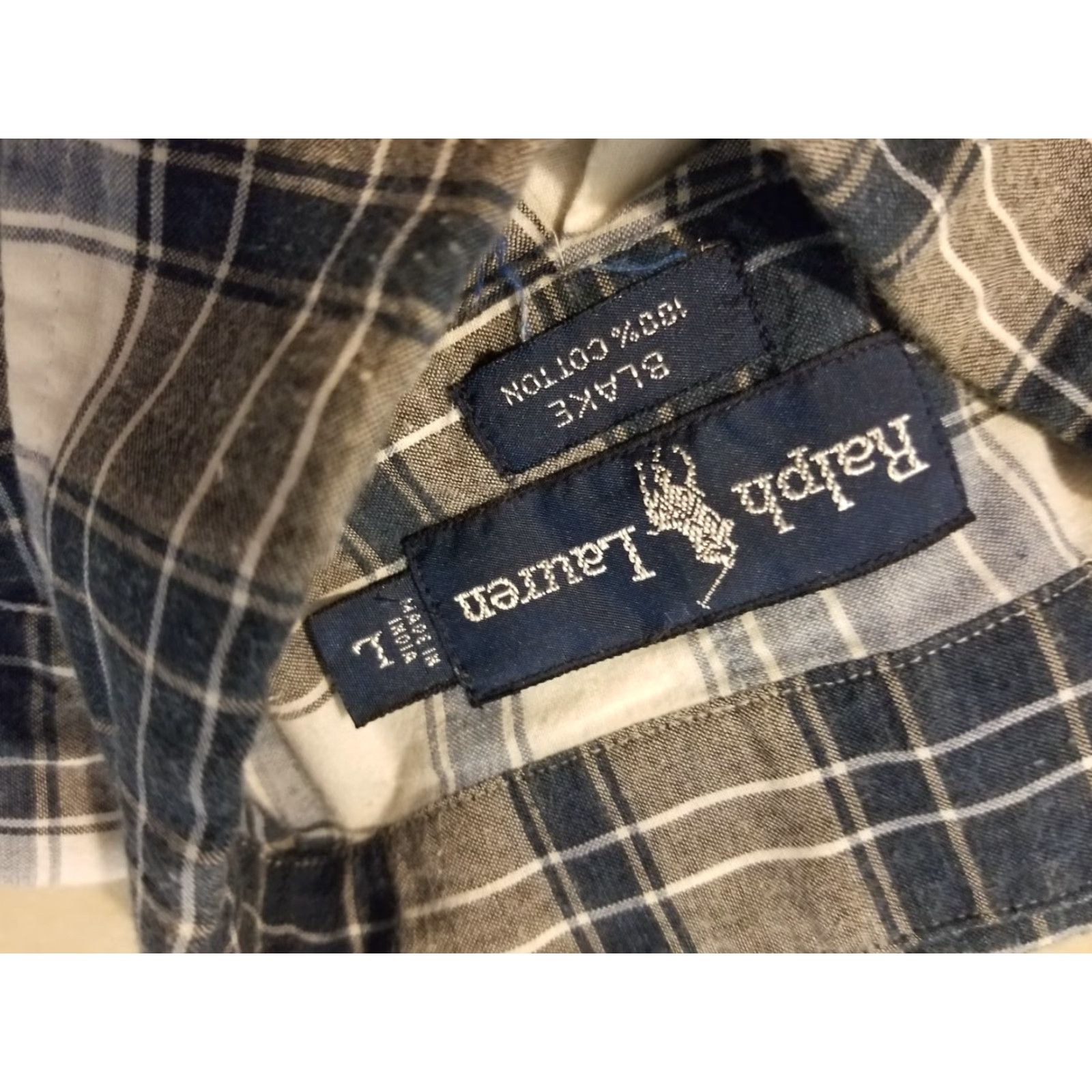 Polo Ralph Lauren Polo Ralph Lauren Shirt Mens Button-Up Plaid Dress Blue L Short Sleeve Size 42R - 3 Thumbnail