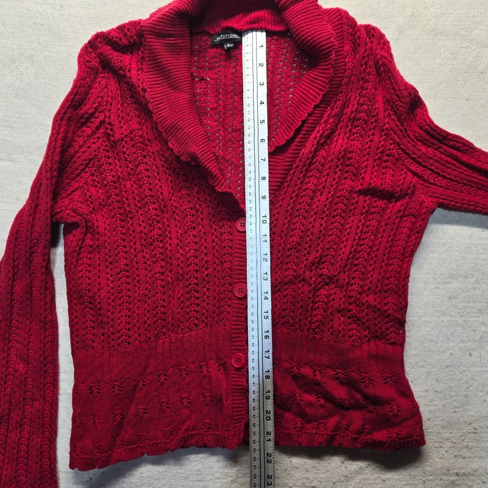Vintage VINTAGE Notations Cardigan Sweater Women Solid Red Knit Button Front Long Sleeve L Large Winter Fall Spring Open-Knit Modern Classic Mens Womens? Size L / US 10 / IT 46 - 7 Thumbnail