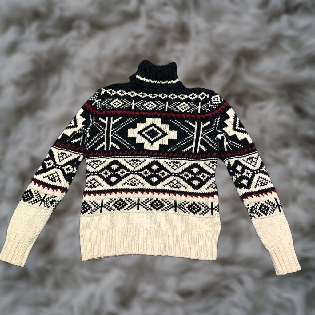 Lauren Jeans Company Aztec Sweater Womens Sz P/P White Black Southwest Pullover