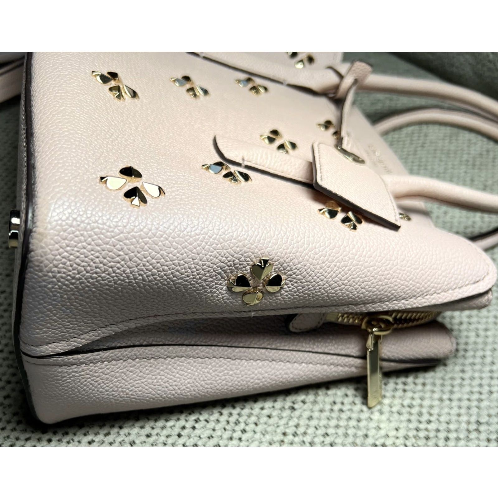Vintage VINTAGE kate spade new york Margaux Satchel Bag - Blush Pink Cream Studded Leather Satchel Womens Medium Bags Size ONE SIZE - 6 Thumbnail