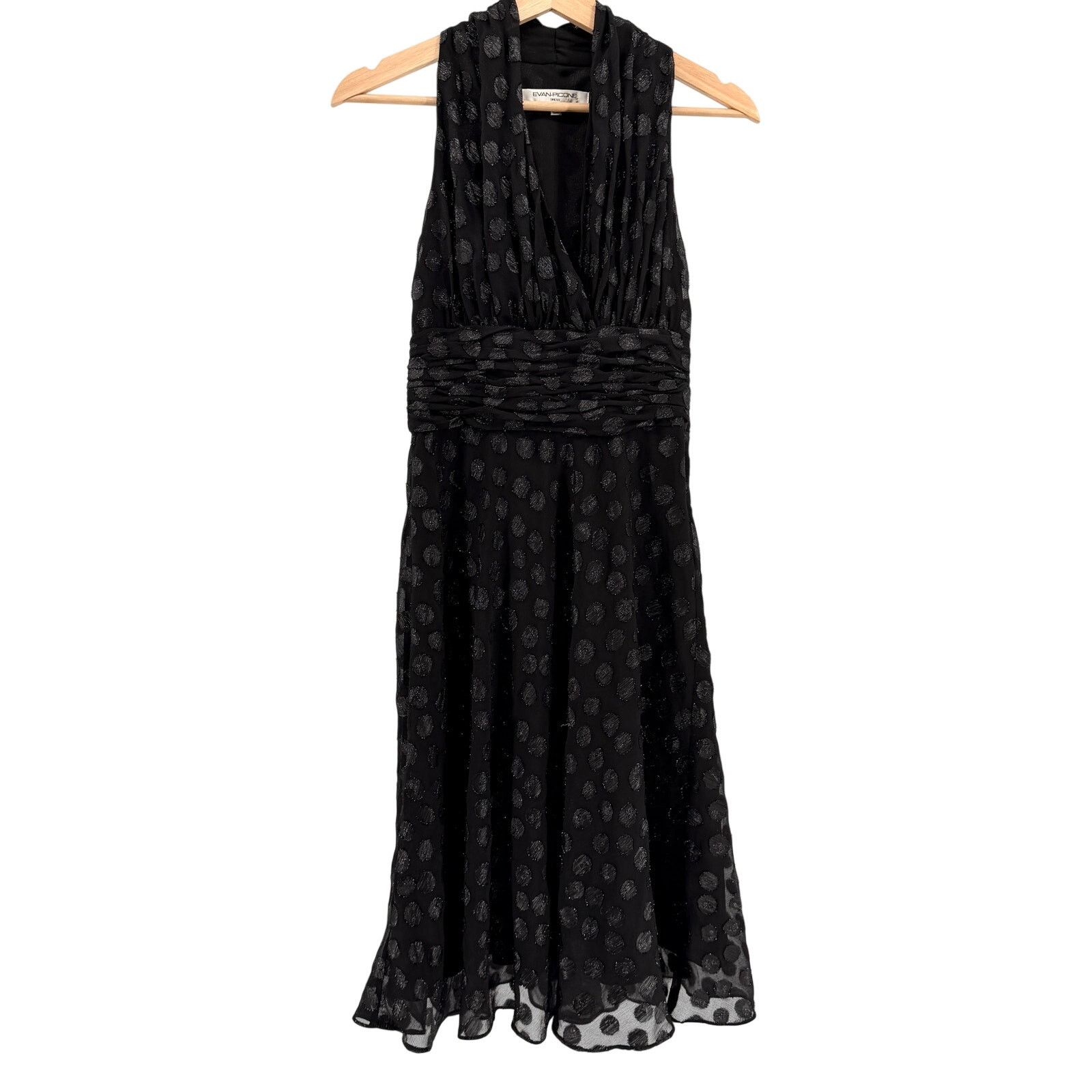 Evan Picone Black Glitter Polka Dot Sleeveless Cocktail Dress Size S / US 4 / IT 40 - 1 Thumbnail