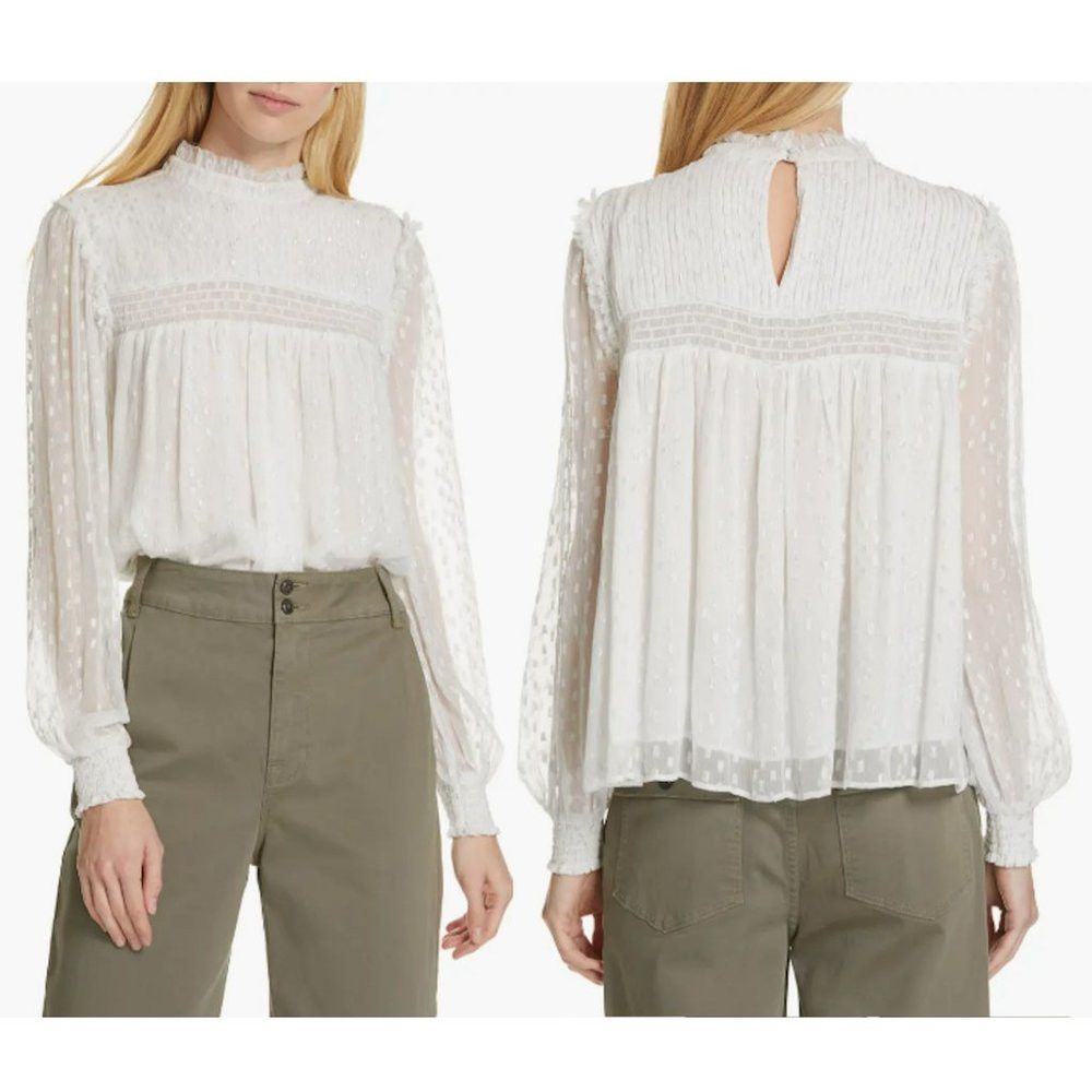 Frame Frame Smocked Metallic Woven Blouse Size S Size S / US 4 / IT 40 - 1 Thumbnail