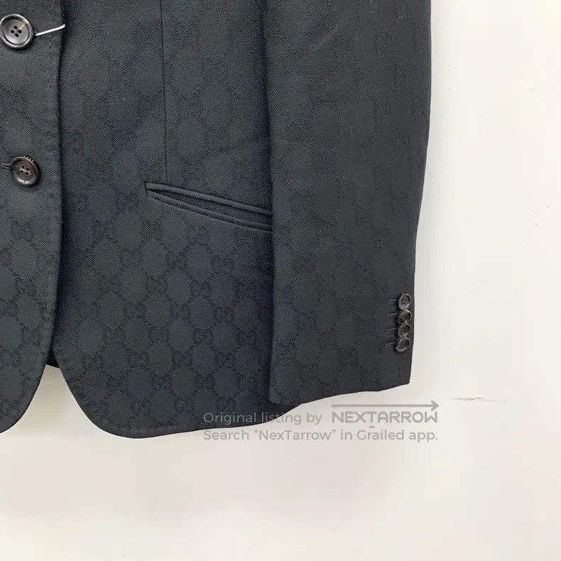 Gucci Gucci Black logo jacquard full print wool lapel single-bre Size S / US 4 / IT 40 - 4 Thumbnail