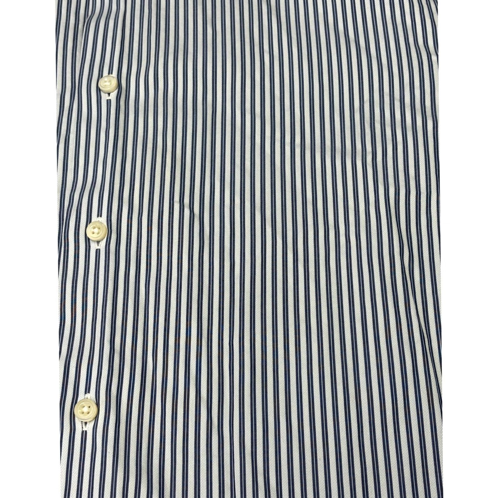 Ermenegildo Zegna Ermenegildo Zegna Dress Shirt Blue White Striped Herringbone 16 41 16 in Regular Mens Shirt Size 42R - 2 Thumbnail