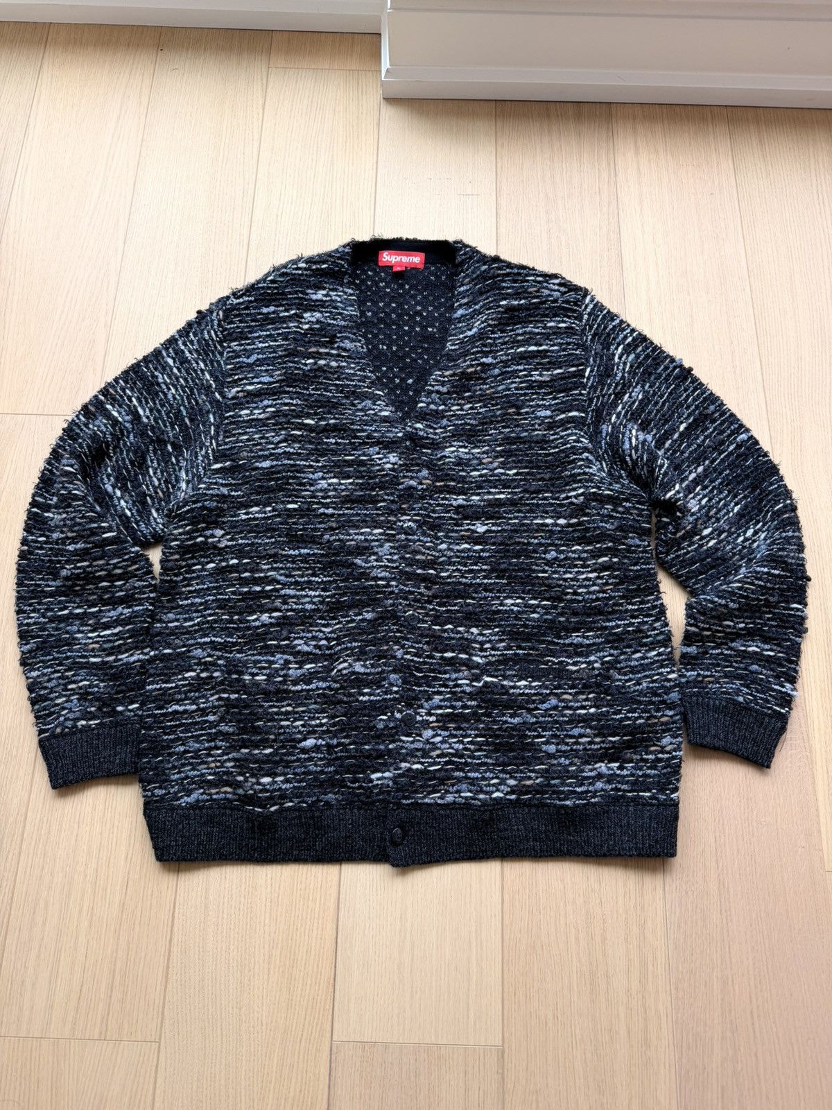 Supreme Supreme SS25 Herringbone Cardigan Black White Size XL New