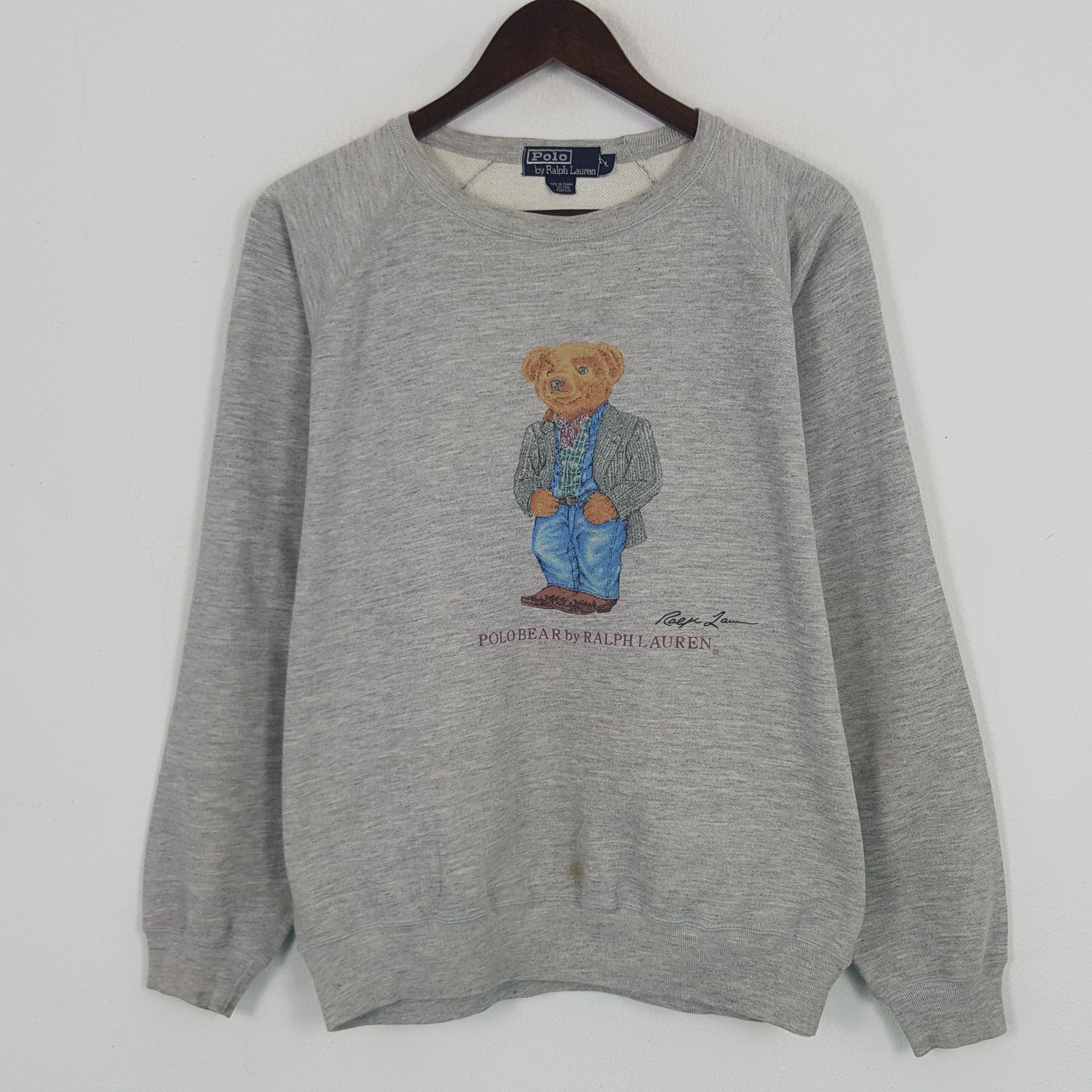 Polo Ralph Lauren × Vintage Vintage Polo Ralph Lauren Bear Sweatshirt Size US L / EU 52-54 / 3 - 1 Thumbnail