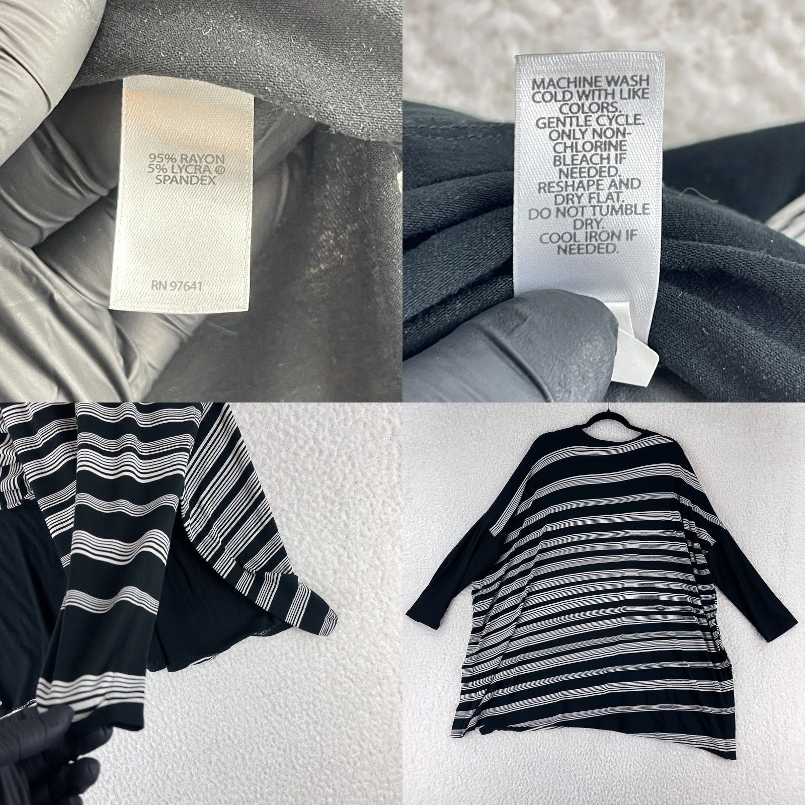J. Jill J. Jill Shirt Womens XL Black White Striped Pullover Tunic Stretch Casual Size XL / US 12-14 / IT 48-50 - 8 Thumbnail