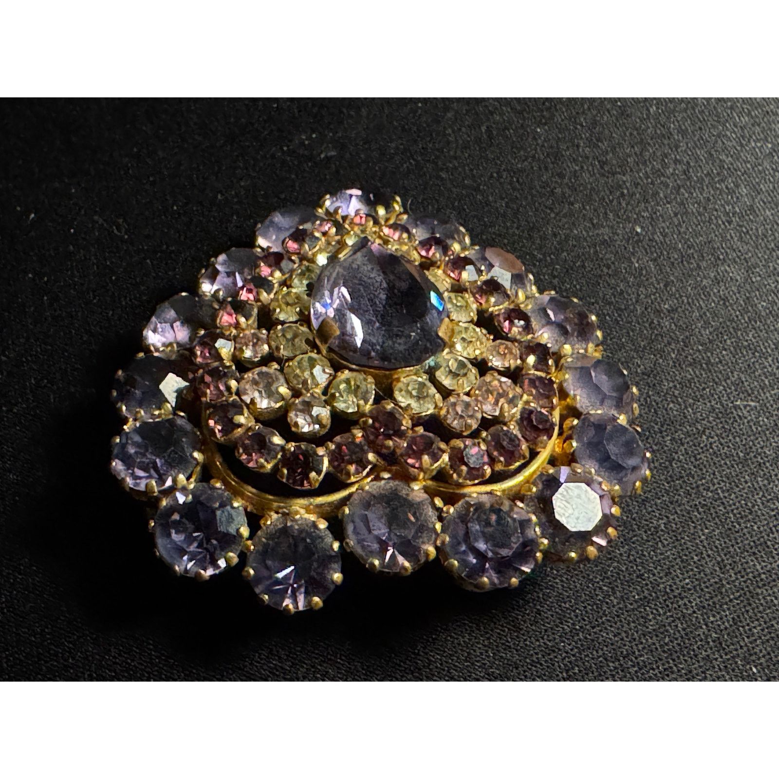 Other Vintage Mid Century Lrg Center Pear Shaped Round Cut Brooch Size ONE SIZE - 6 Thumbnail